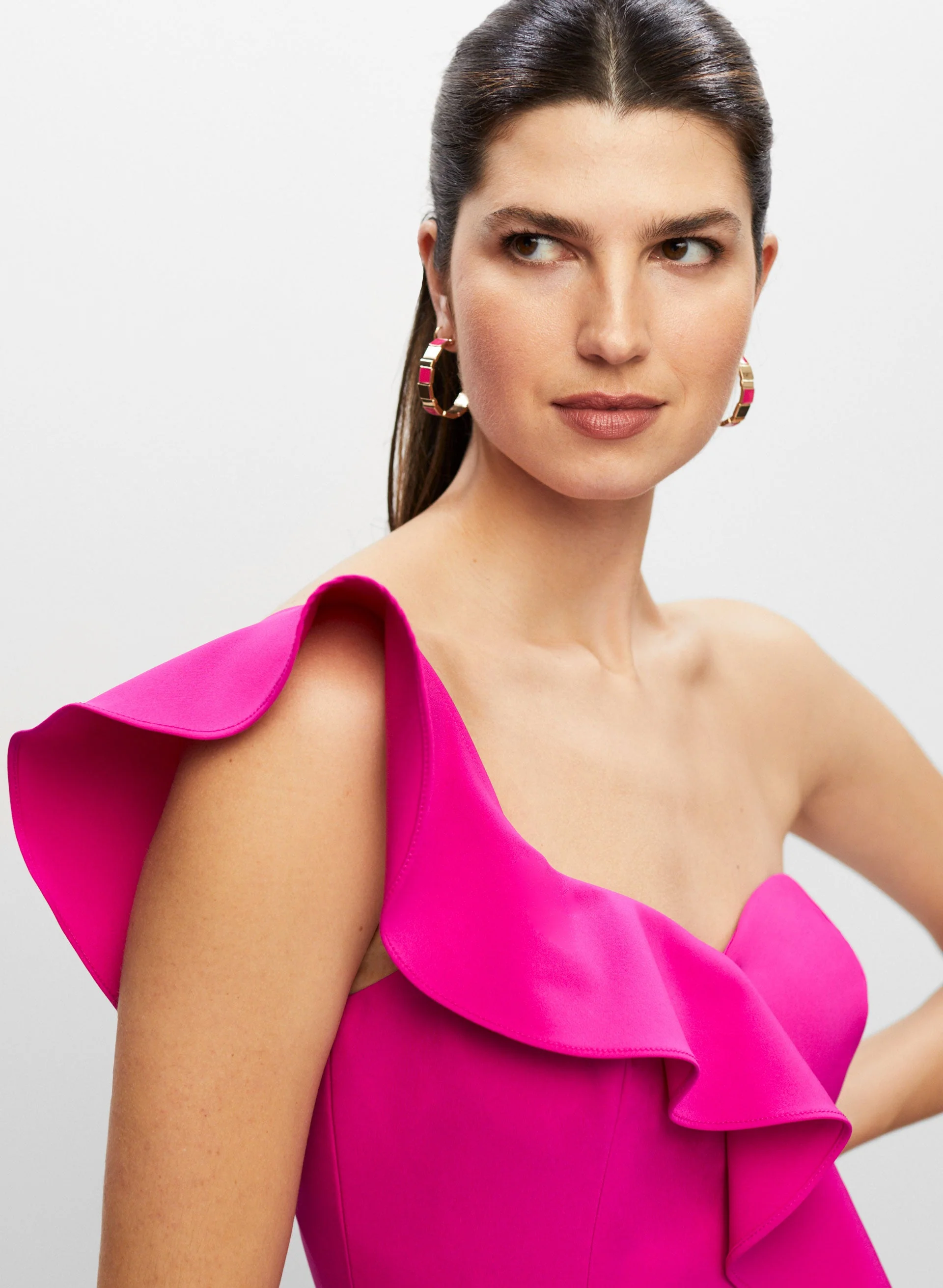 Aidan Mattox - One-Shoulder Ruffle Dress