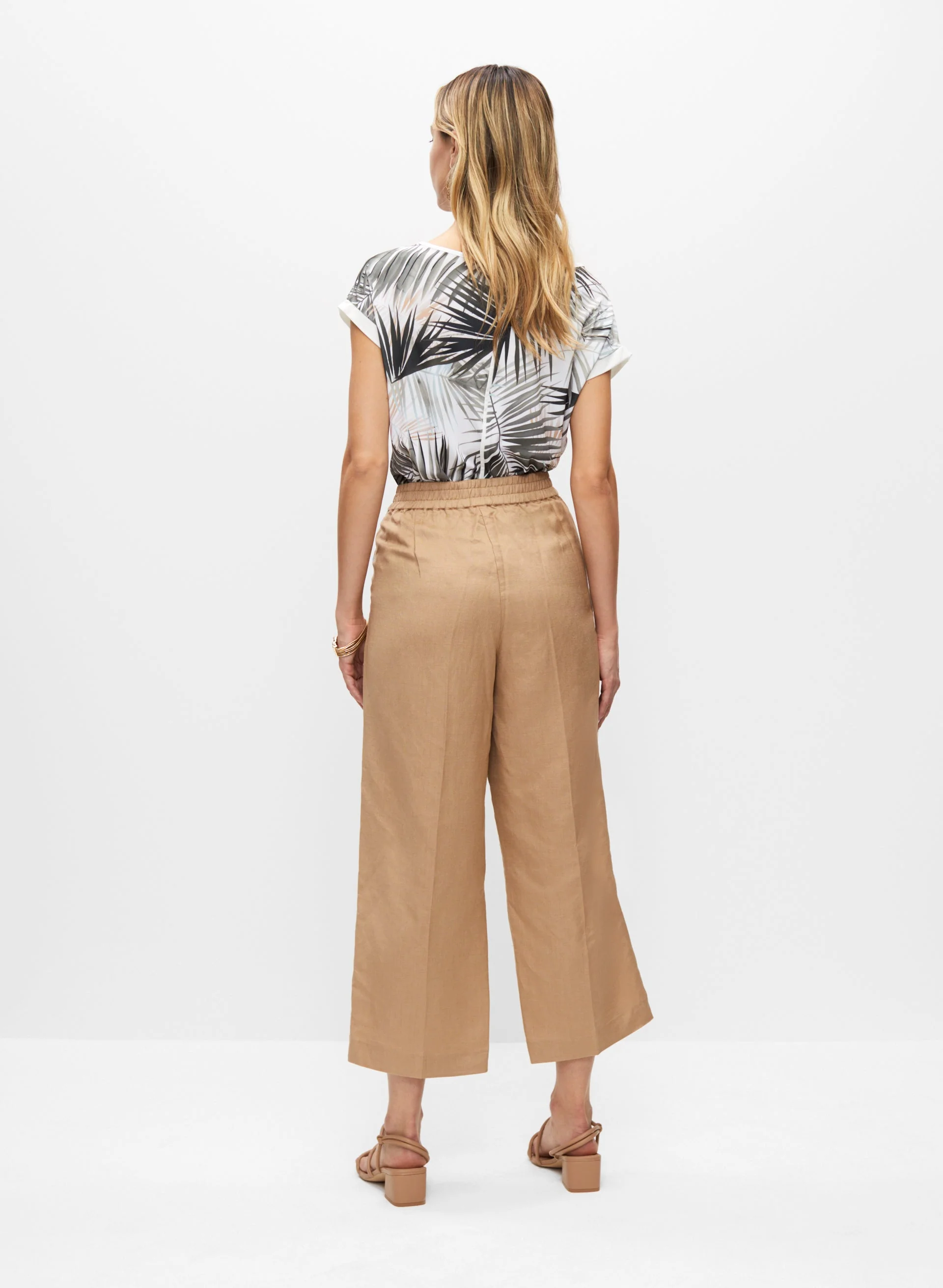 Linen Button Detail Culotte Pants
