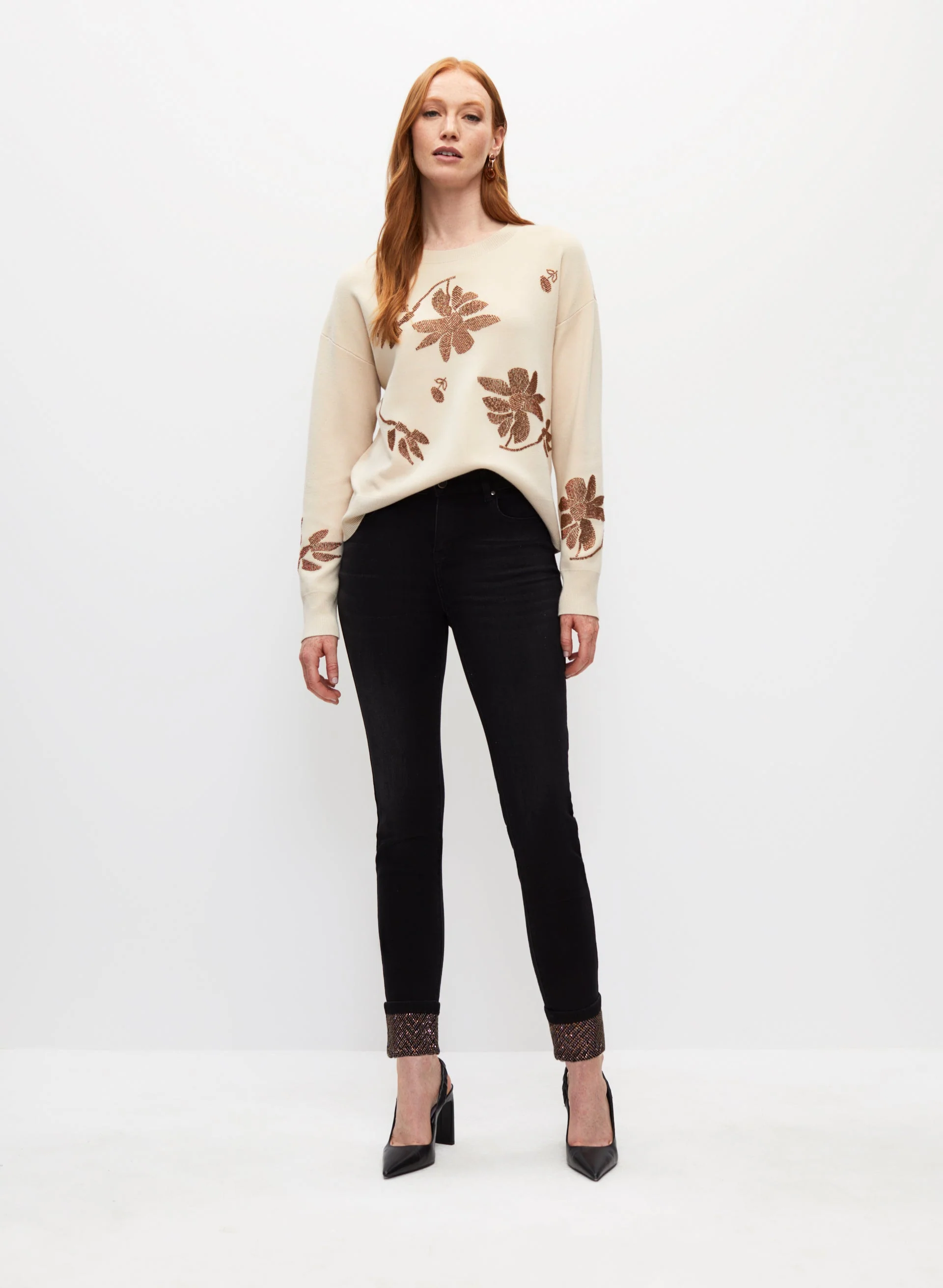 Frank Lyman - Rhinestone Cuff Slim Leg jeans