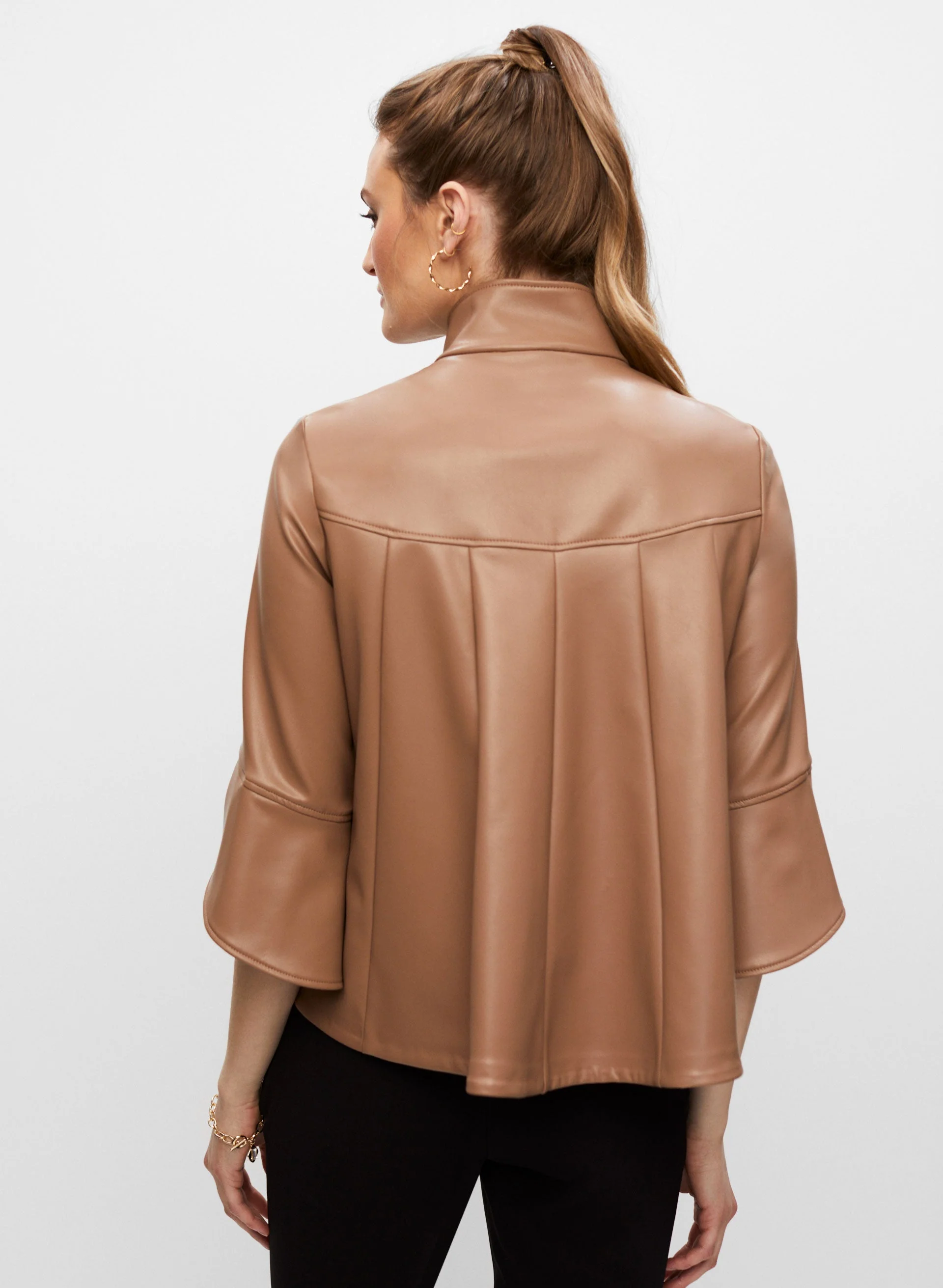 Joseph Ribkoff - Button Detail Vegan Leather Jacket
