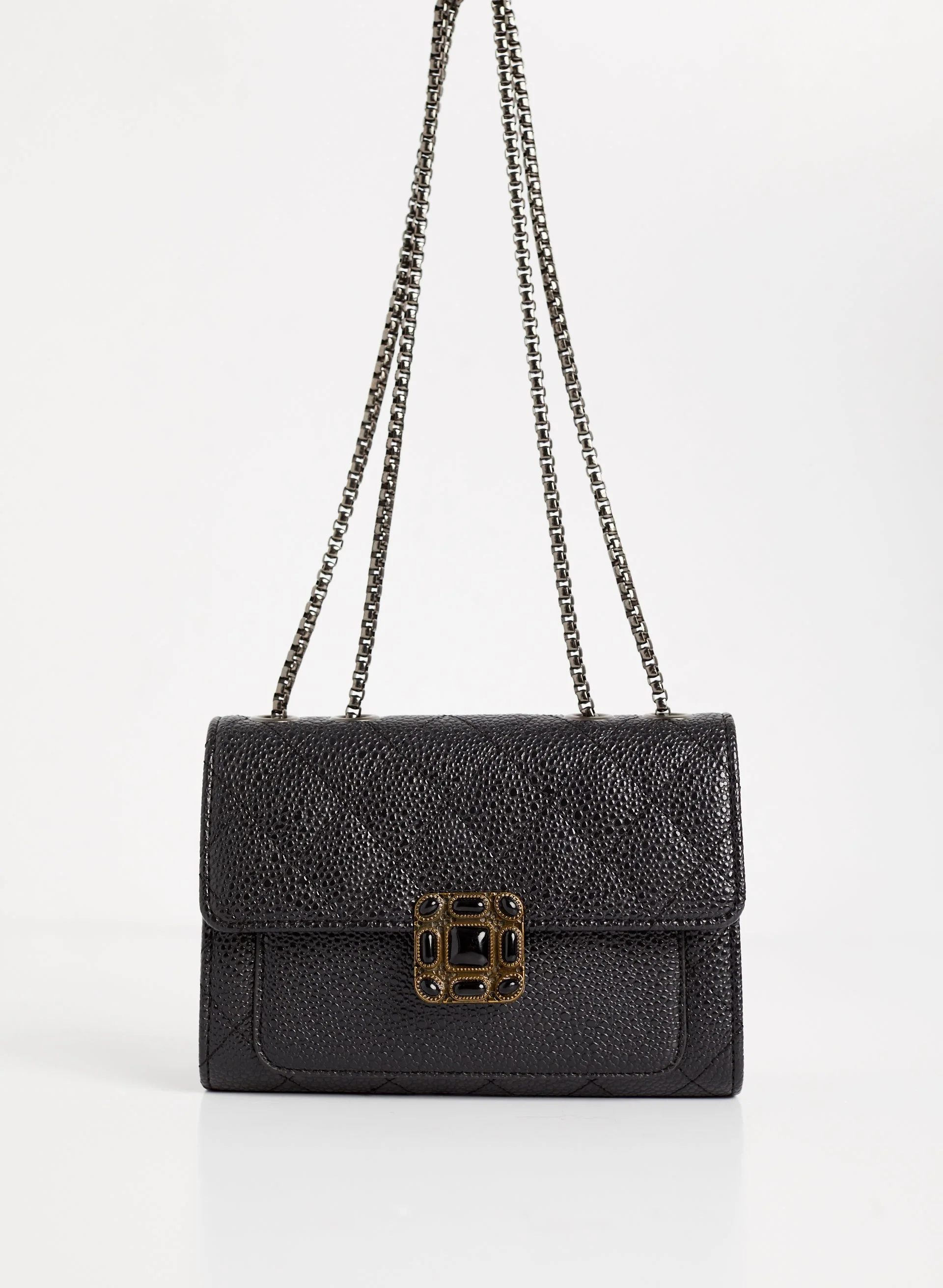 Stone Detail Quilted Clutch