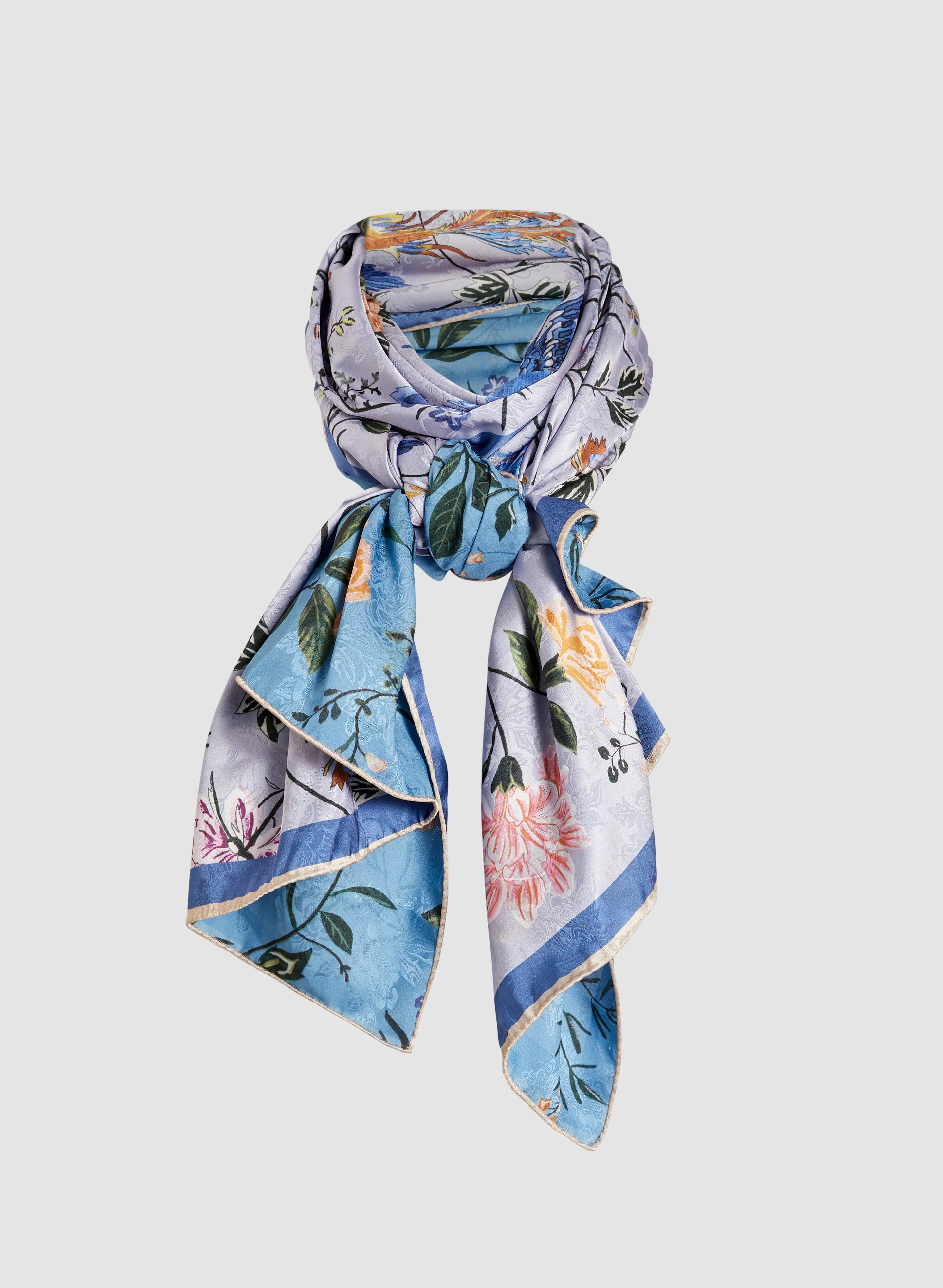 Floral & Bird Print Oblong Scarf