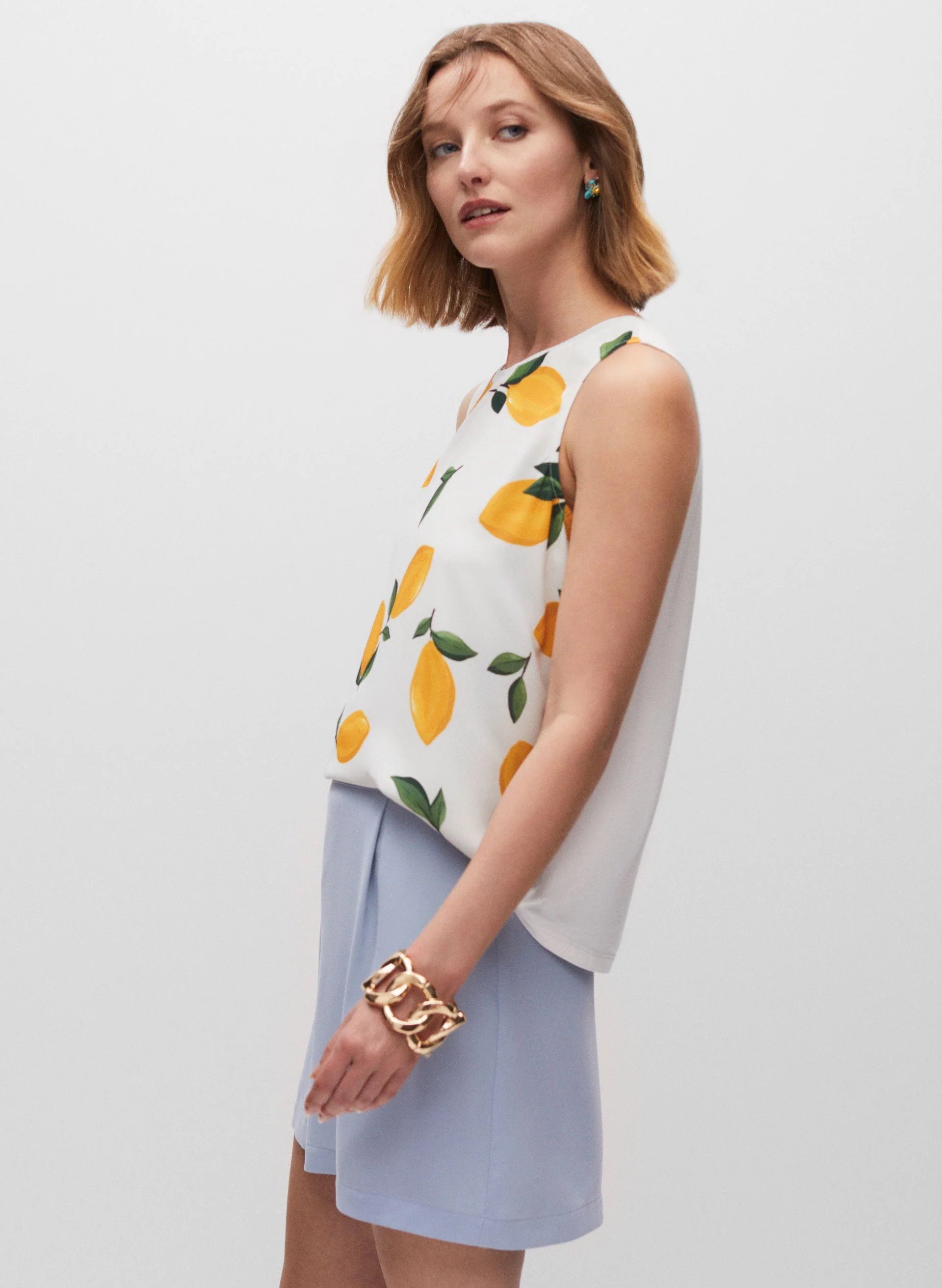Lemon Print Top