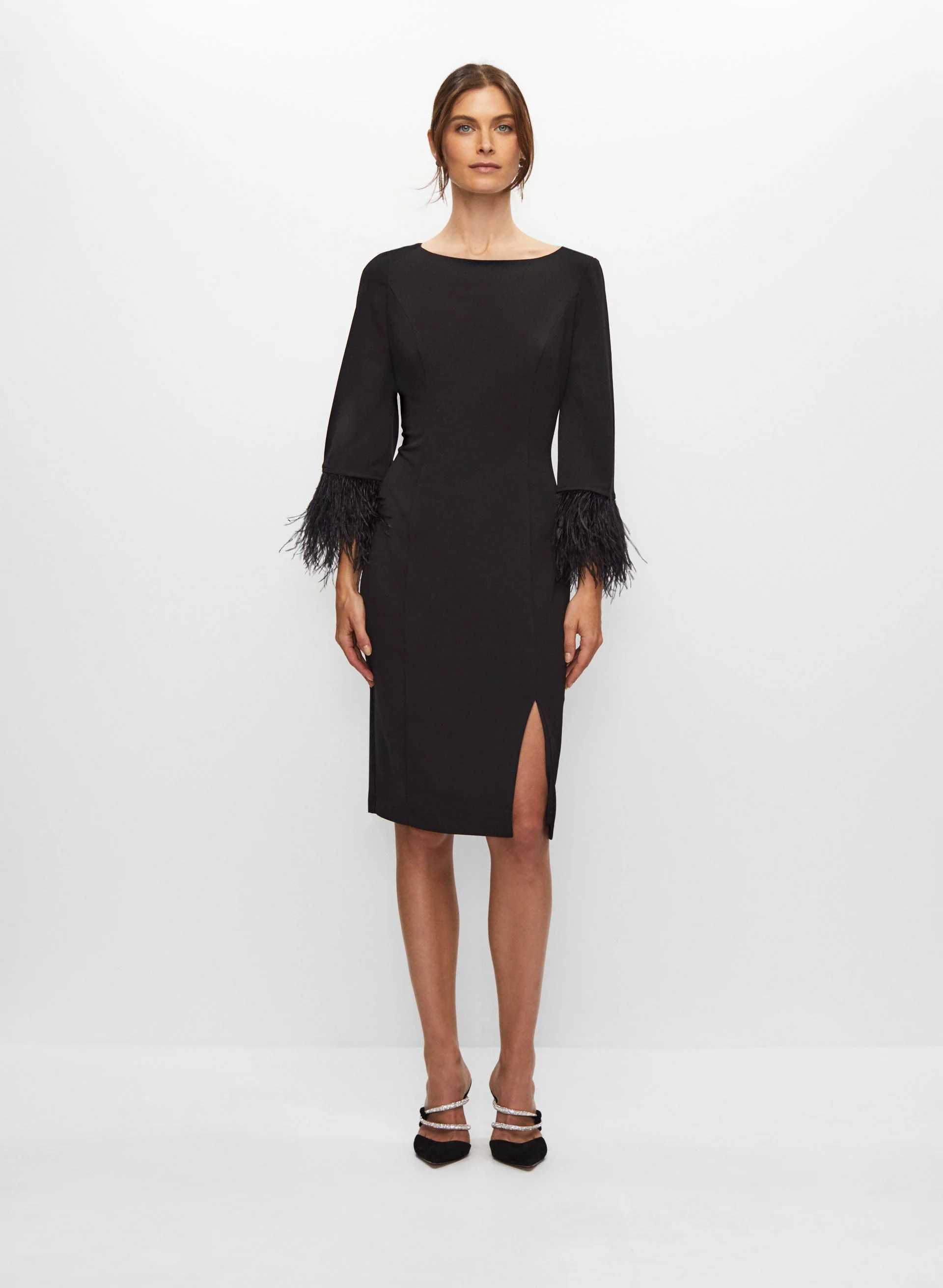 Adrianna Papell - Feather Trim Dress