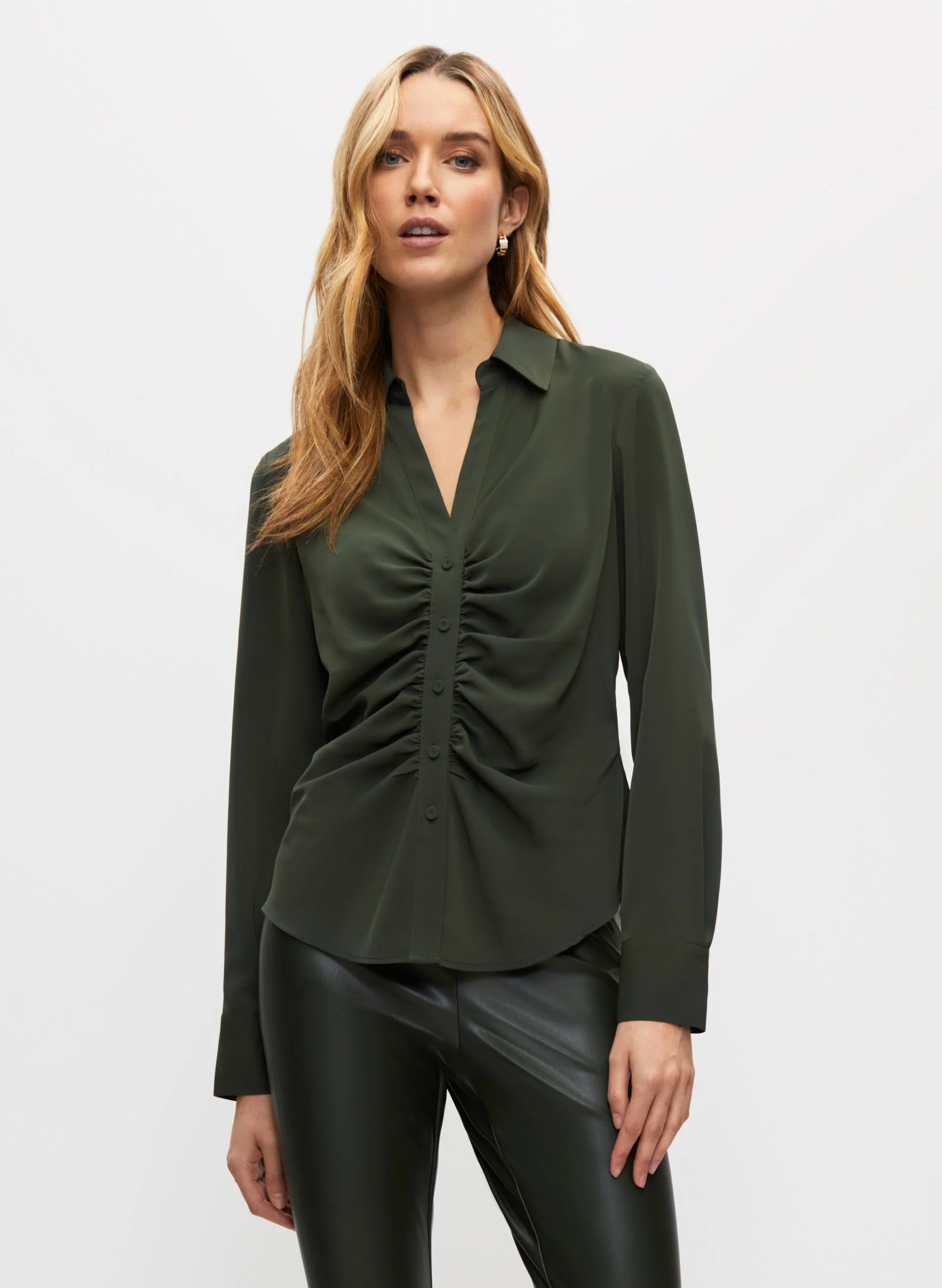 Ruched Satin Blouse