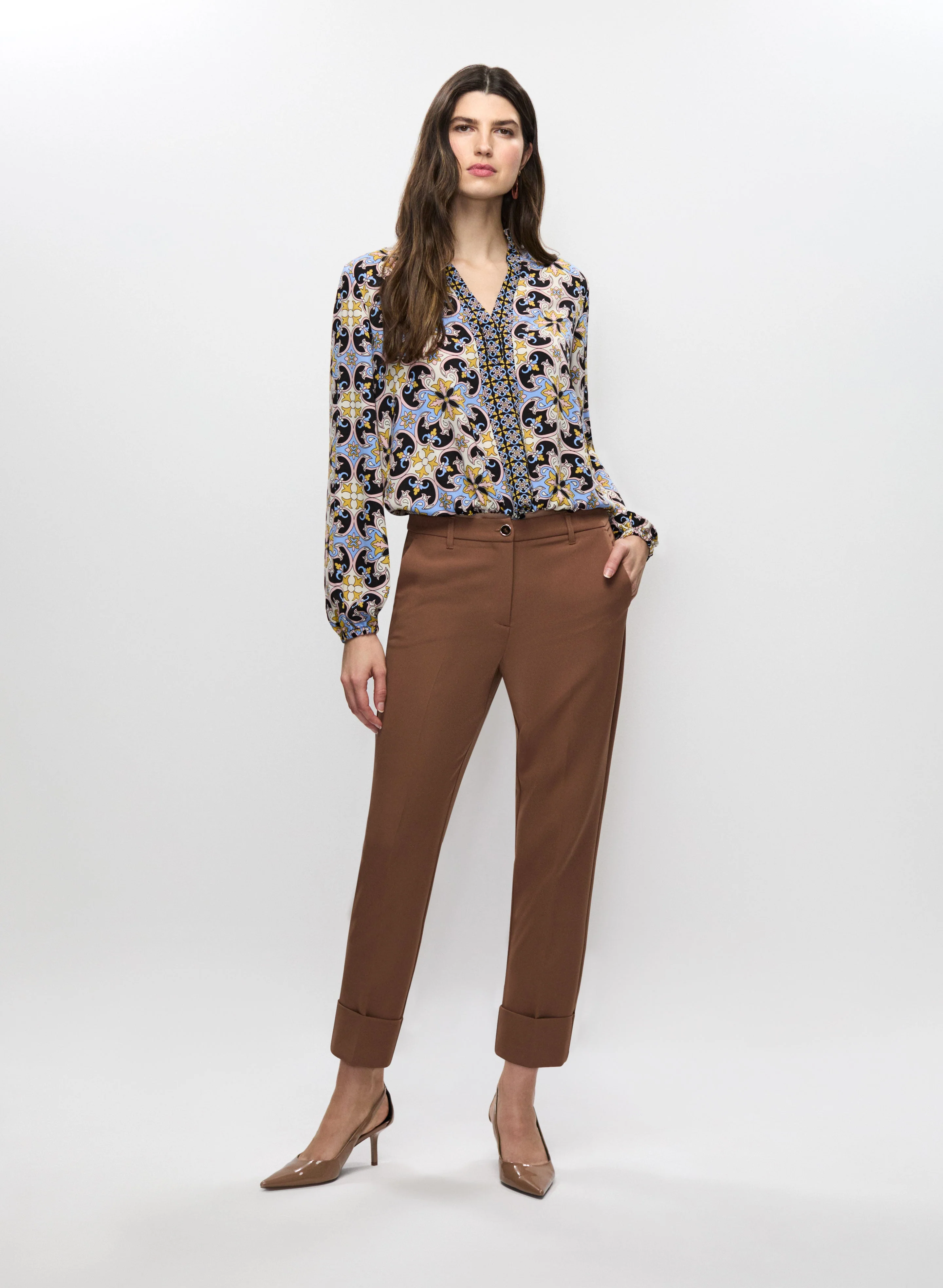 Split Neck Paisley Blouse