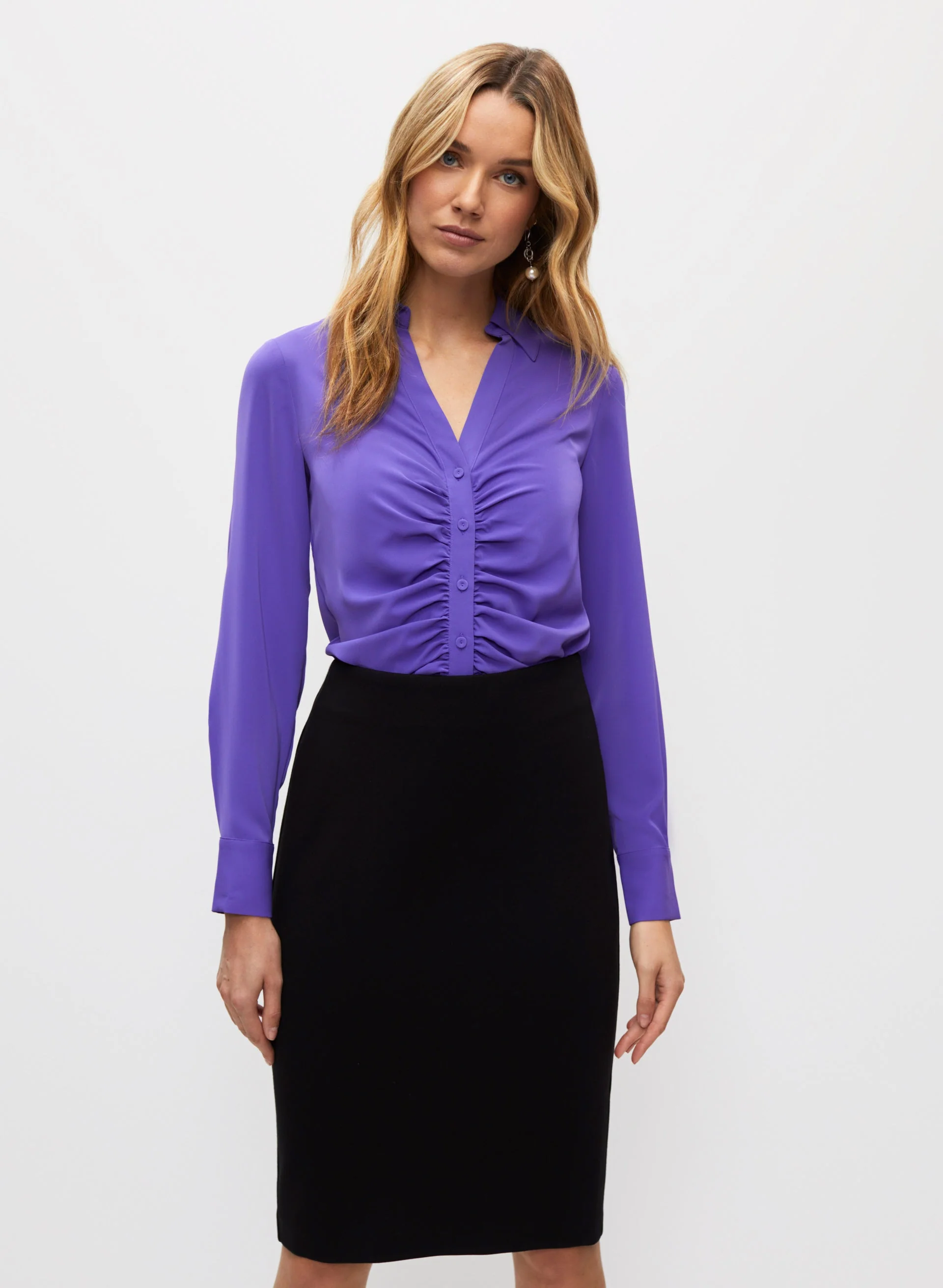 Ruched Satin Blouse