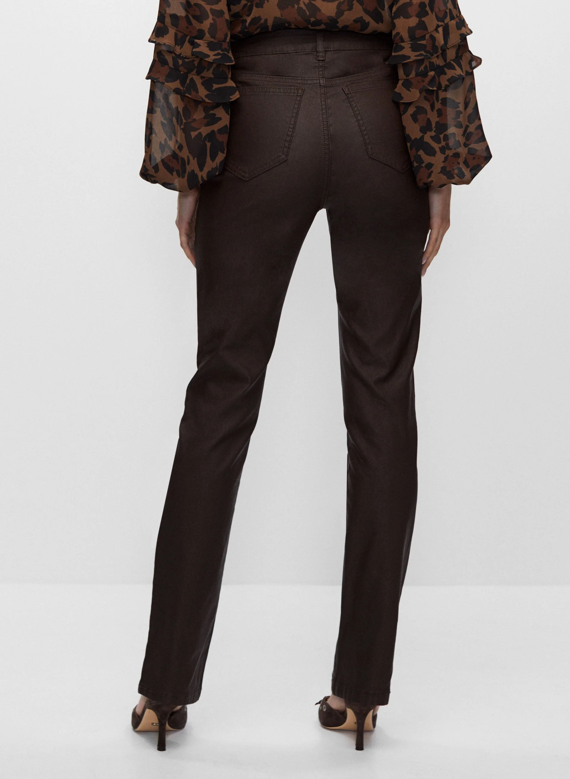 Coated Straight Leg Jeans
