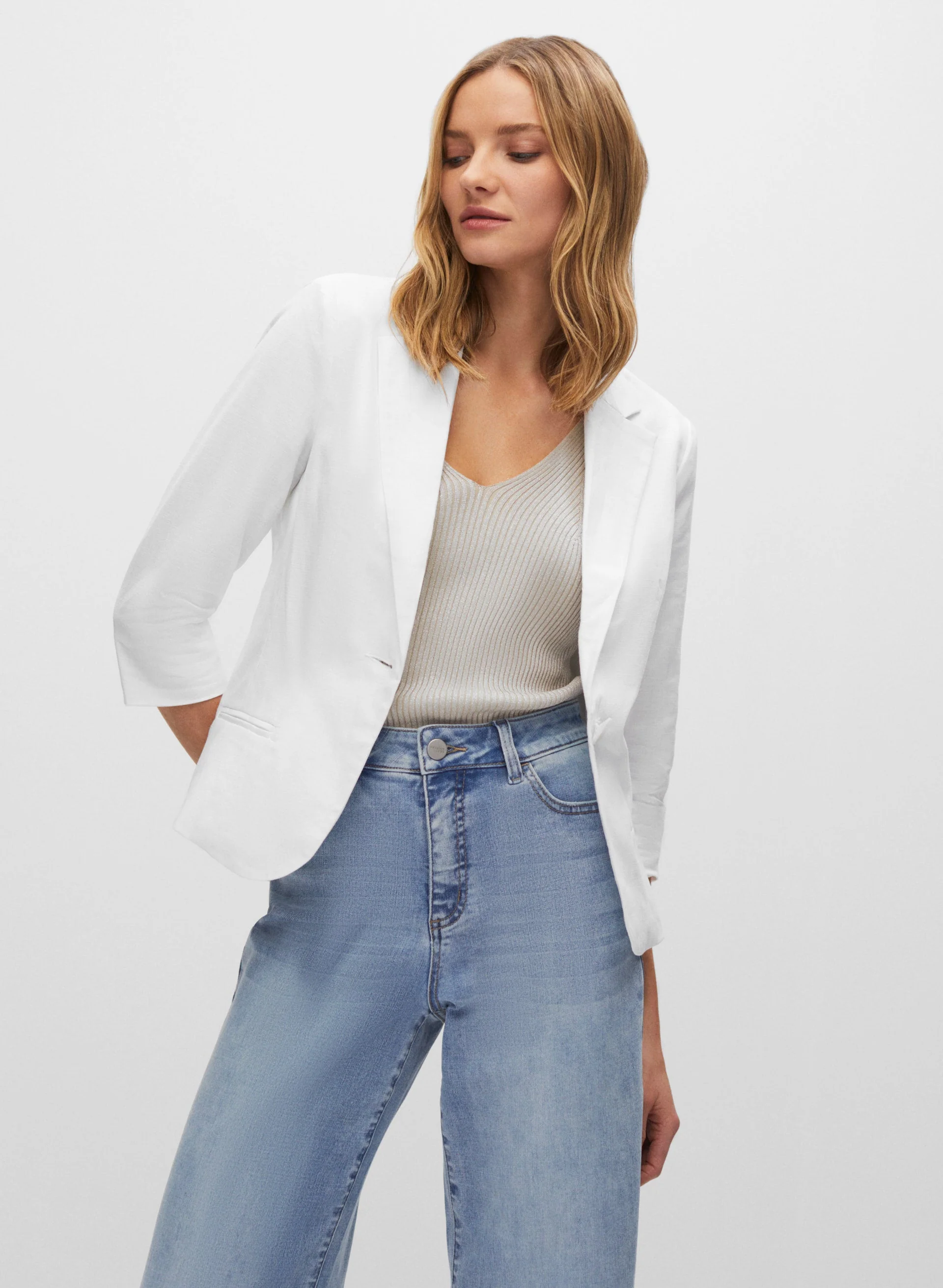 Linen & Cotton 3/4 Sleeve Blazer