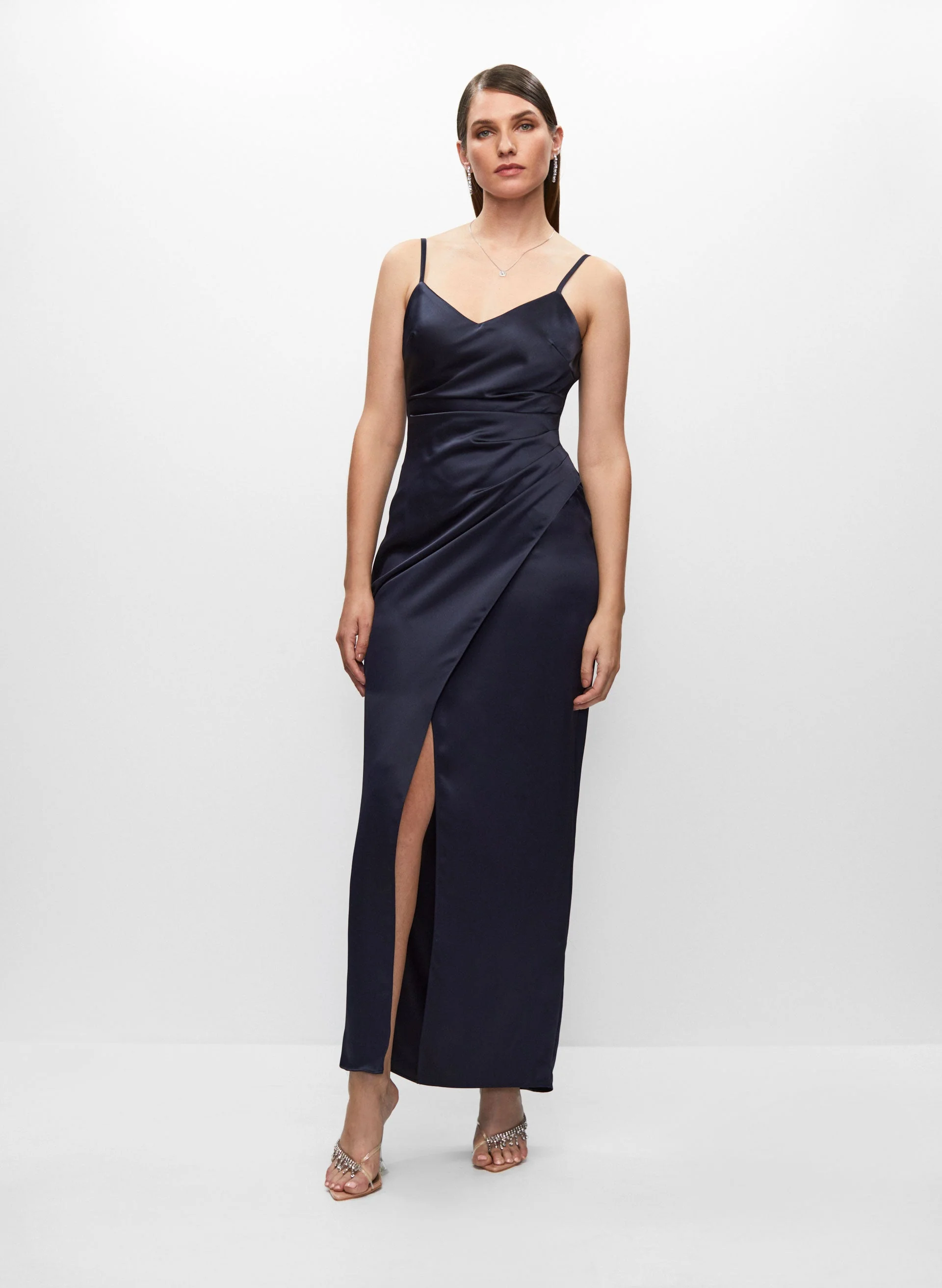 BA Nites - Ruching Detail Satin Dress