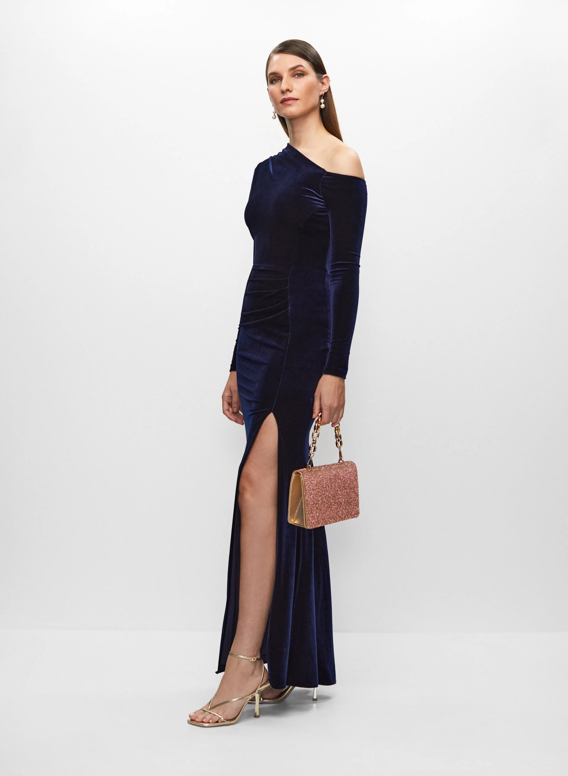 Velvet One-Shoulder Dress