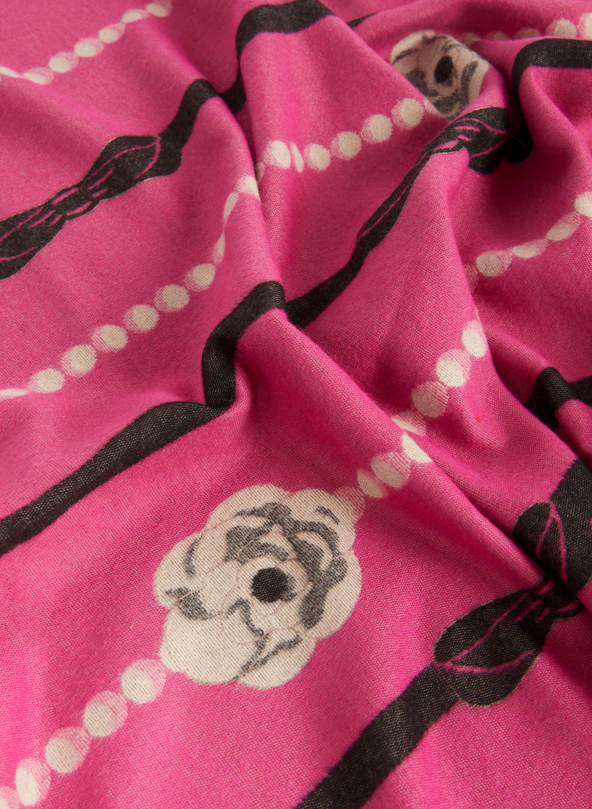 Pearl Bow & Rose Motif Scarf