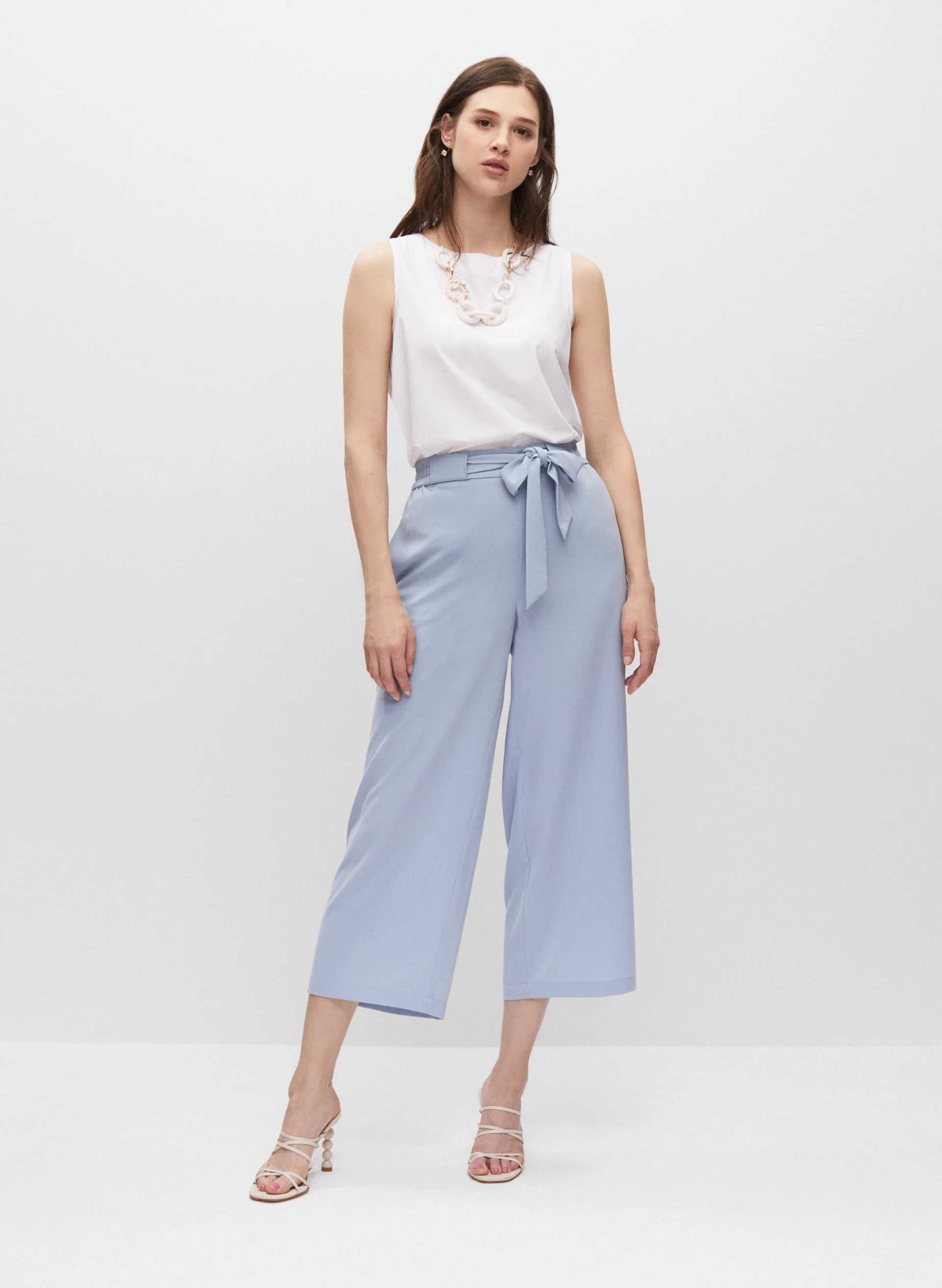 Belted Wide Leg Culotte Pants