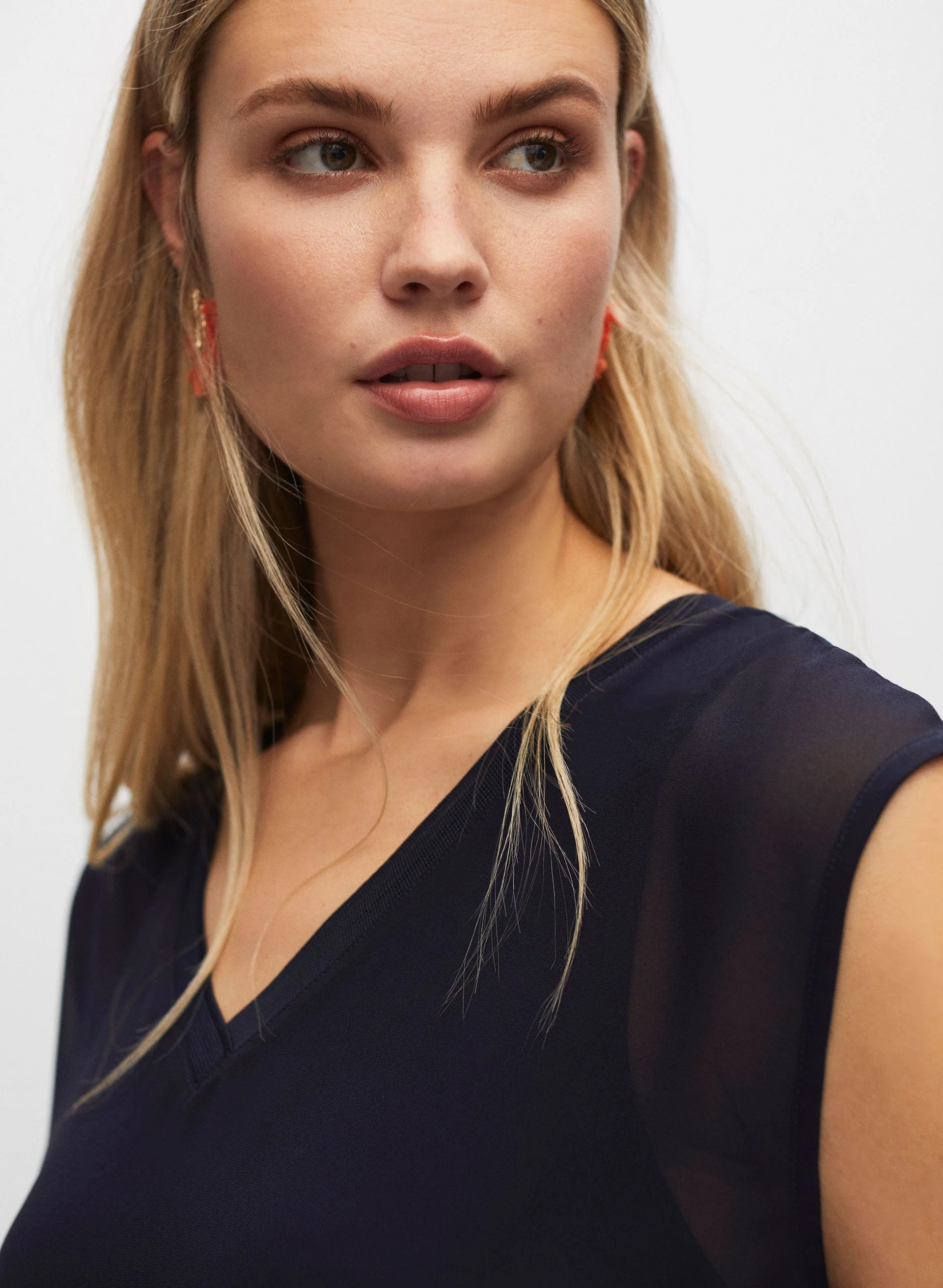 Drop Shoulder V-Neck Blouse