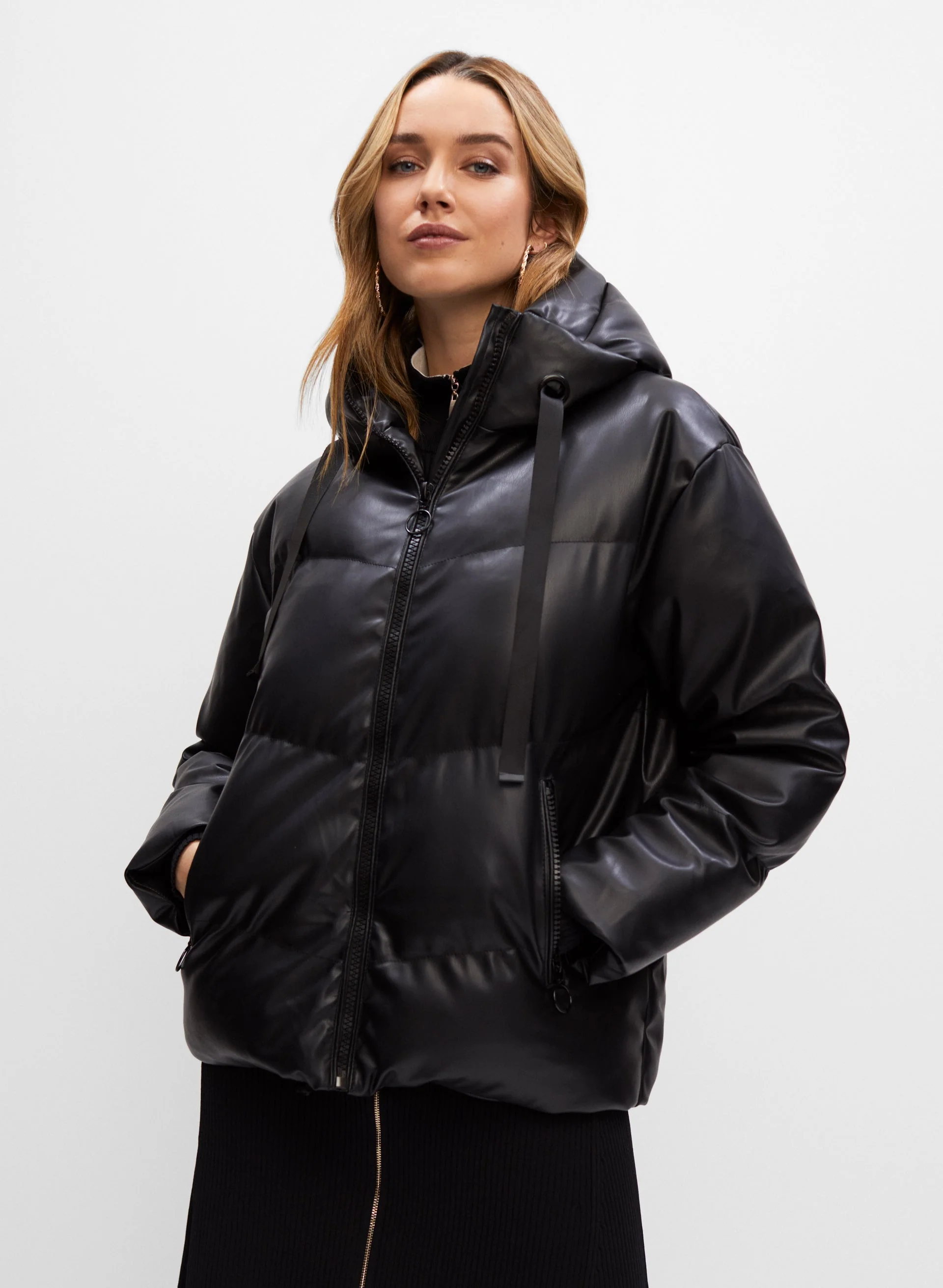 Quilted Vegan Leather Coat