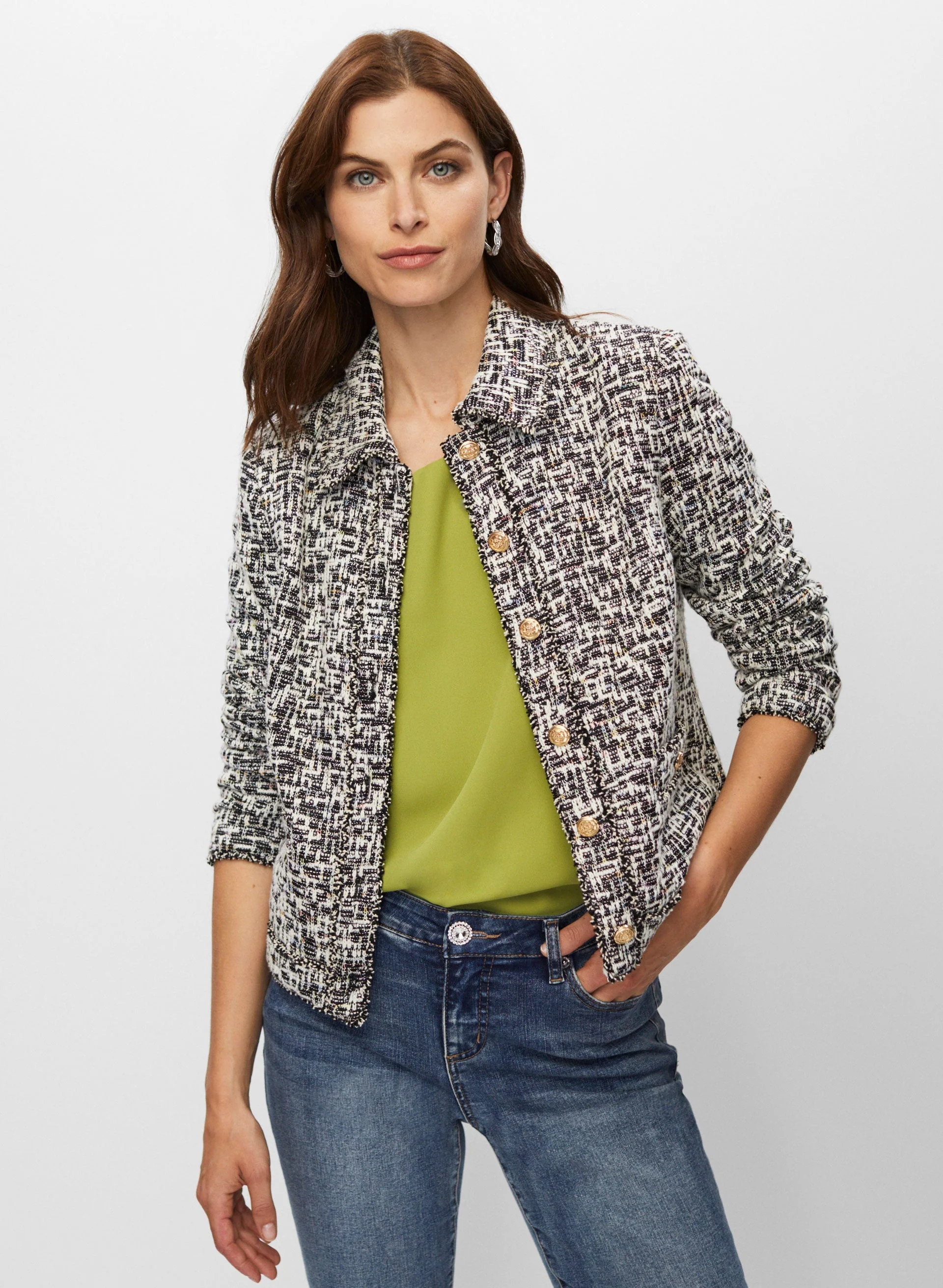 Bouclé Shirt Collar Jacket