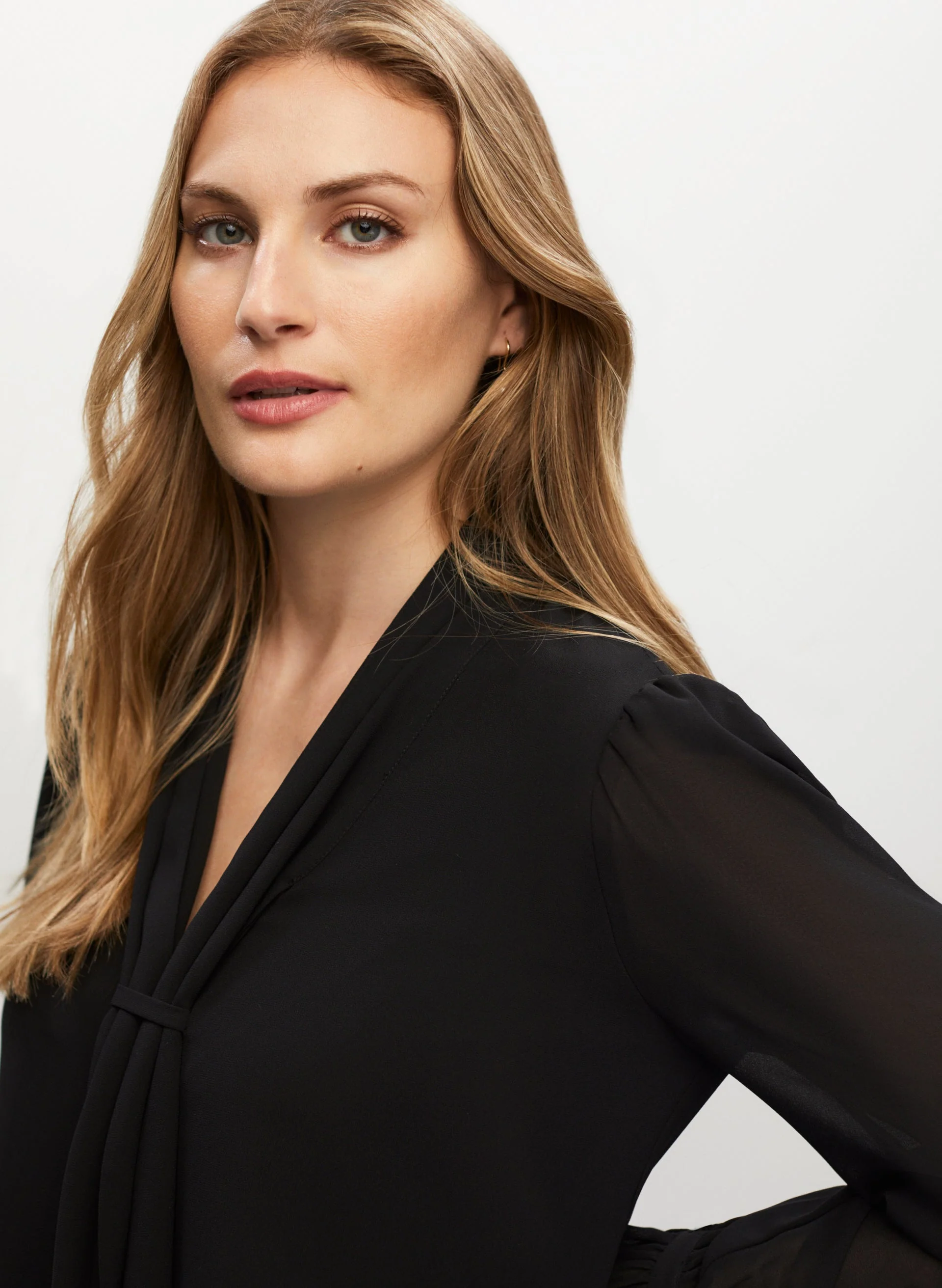 V-neck Tie Blouse