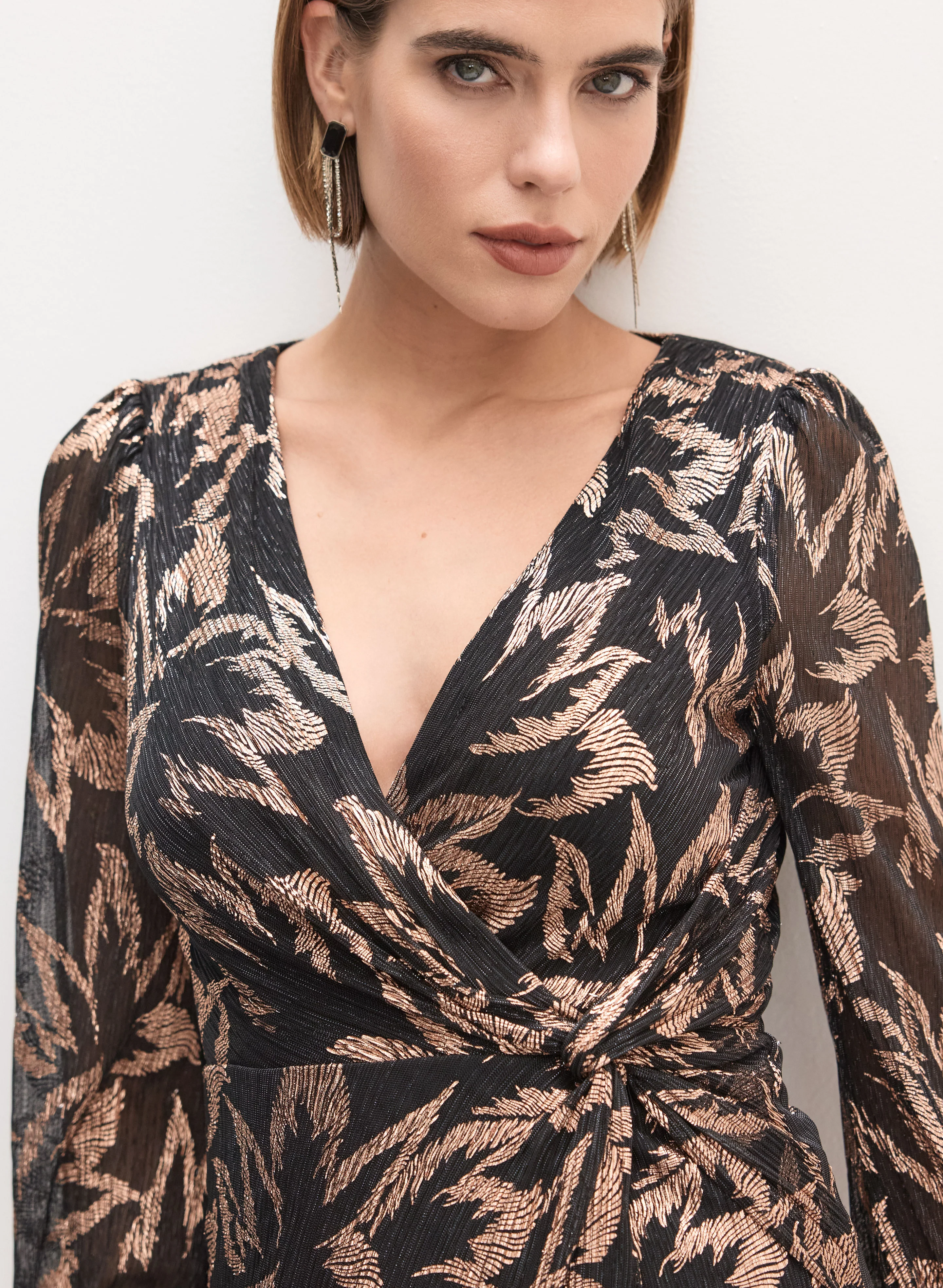 Adrianna Papell- Floral Print Faux Wrap Dress