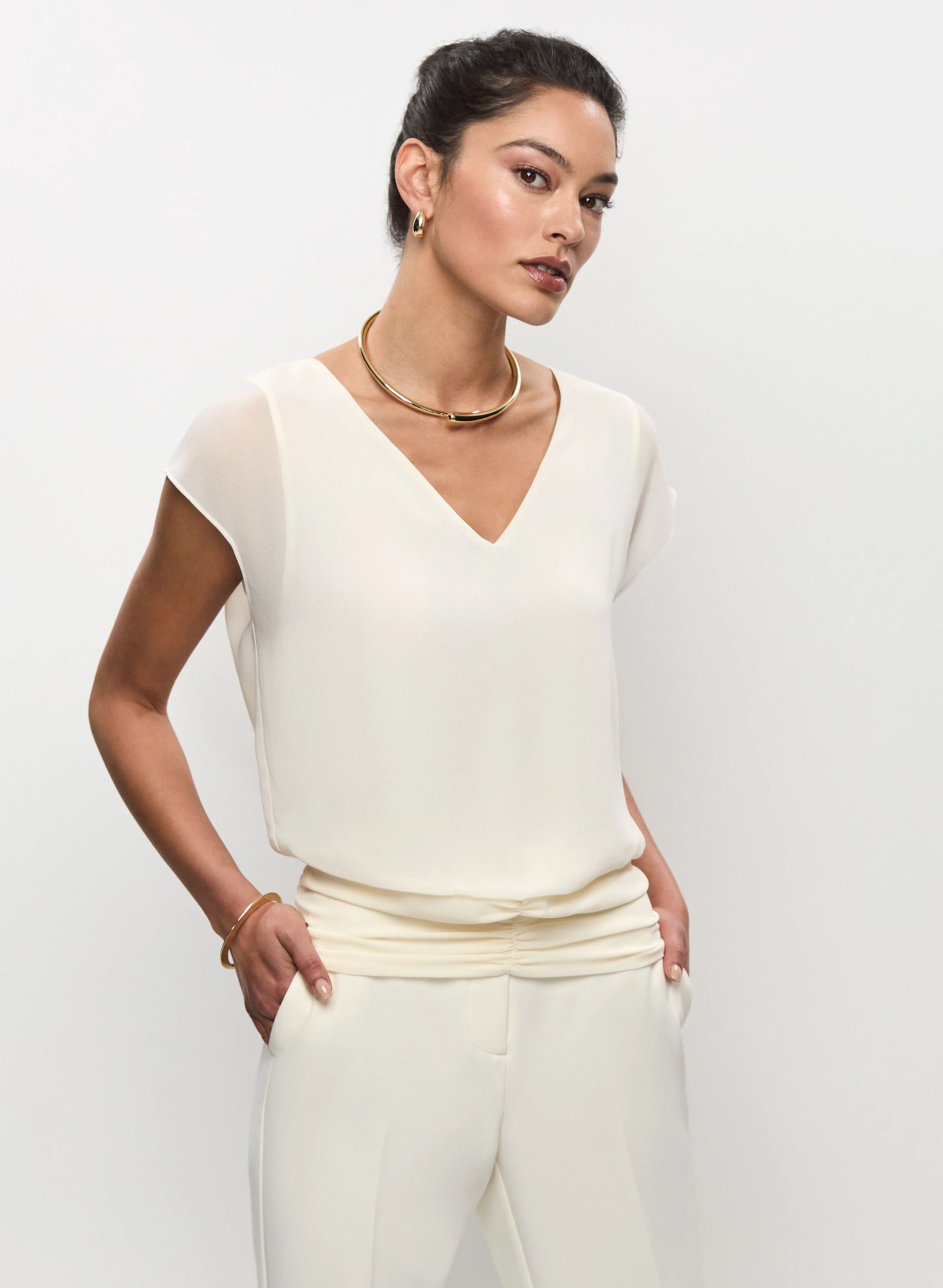 V-Neck Chiffon Blouse