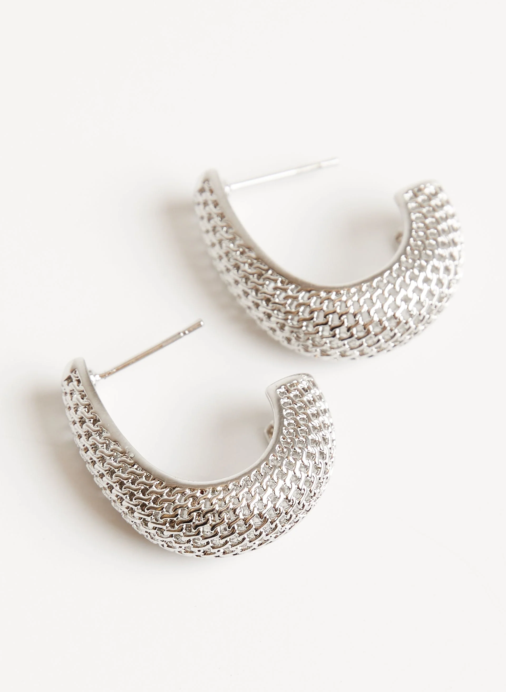 Textured J-Hoop Earrings