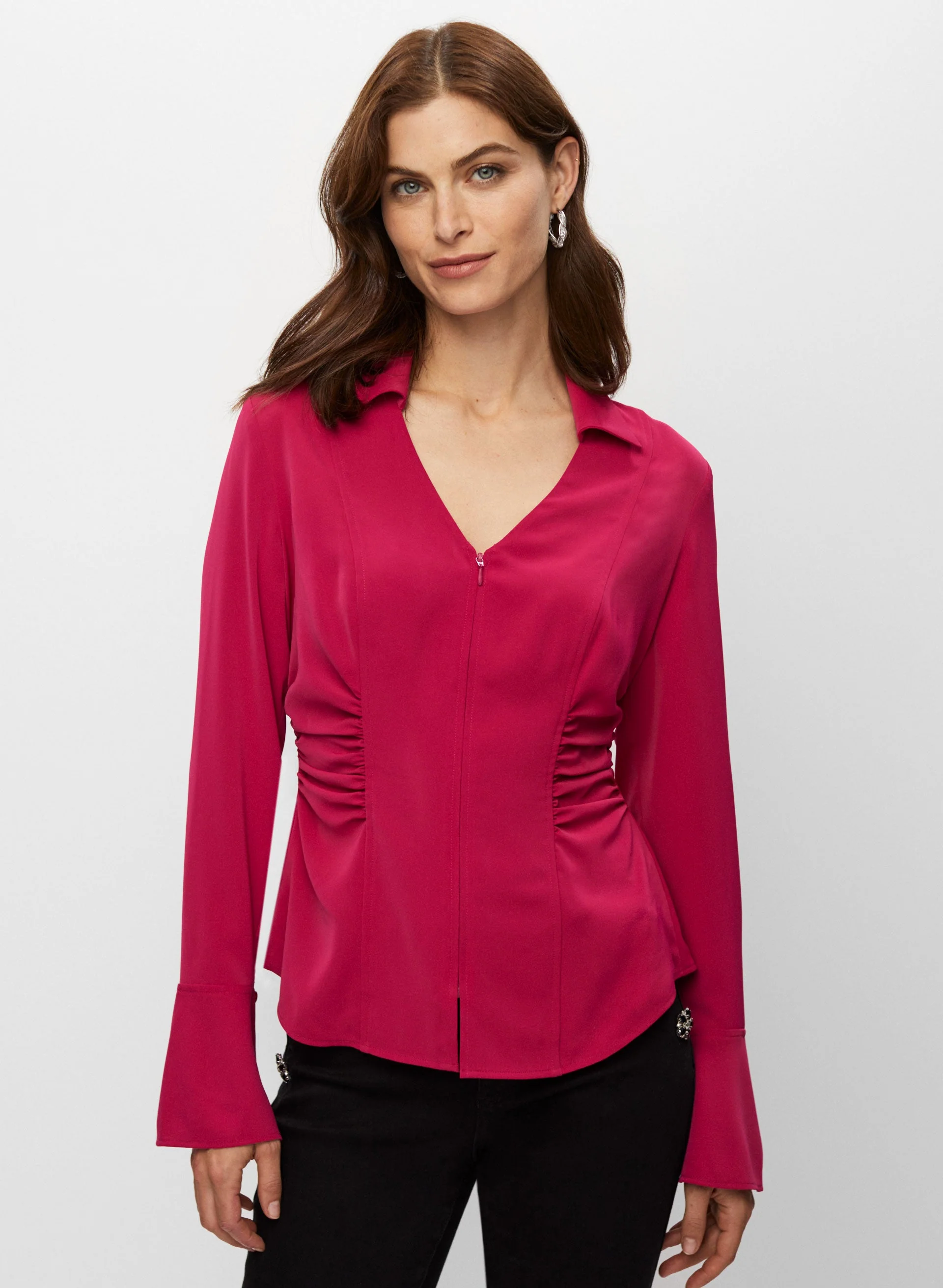 Ruched Long Sleeve Blouse
