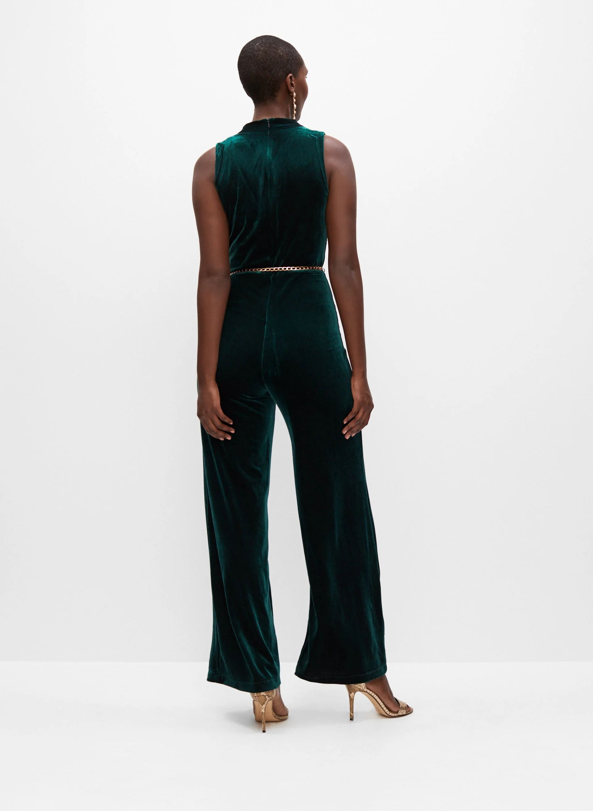 Velvet Belt Detail Jumpsuit