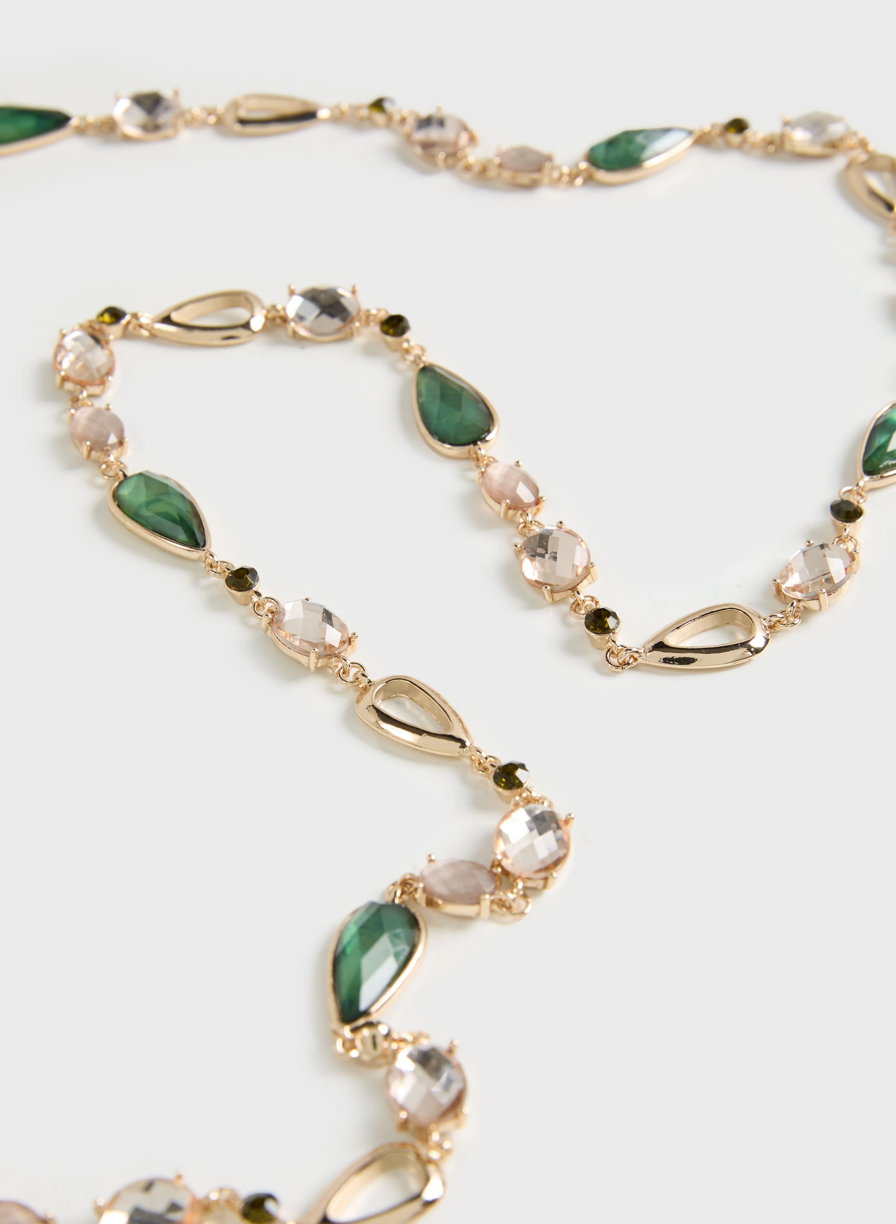 Links & Faceted Stones Necklace