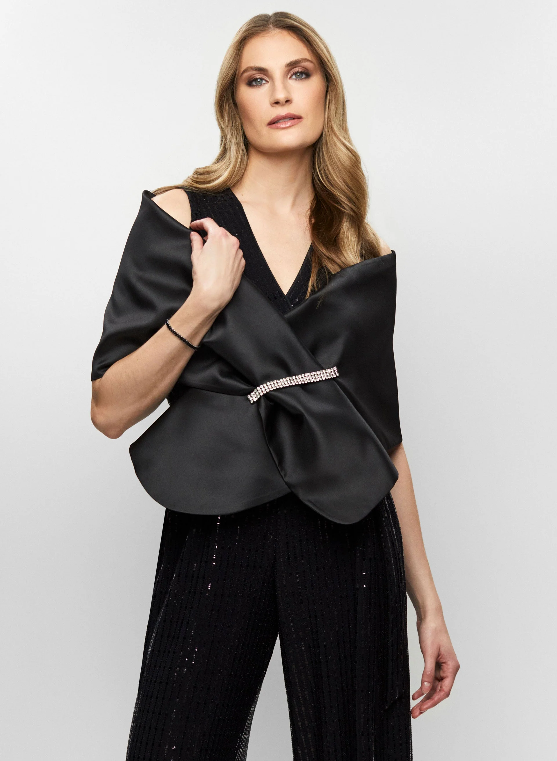 Crystal-Studded Pin Stole