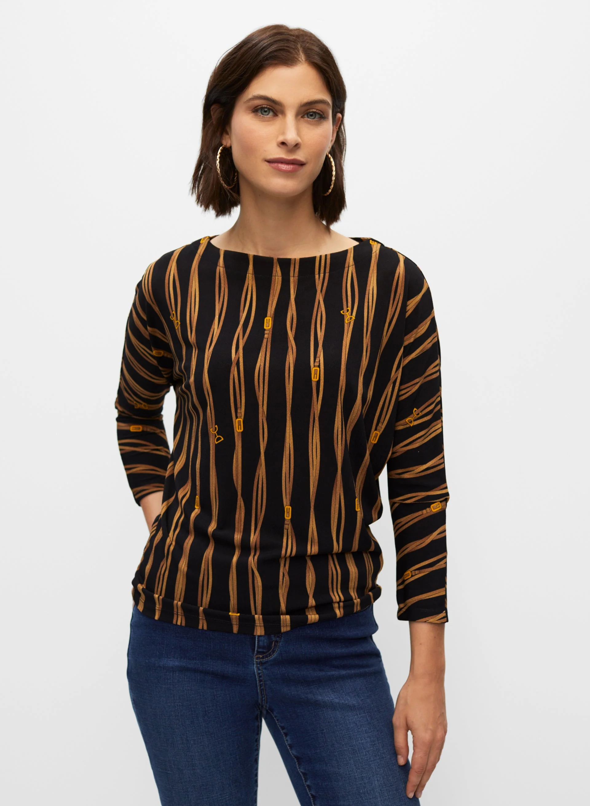 Equestrian Print Dolman Sleeve Top