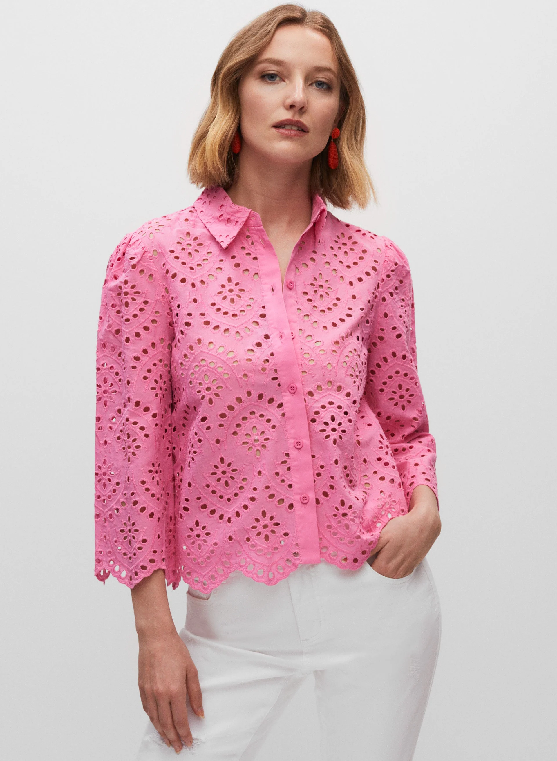 Embroidered Eyelet Blouse