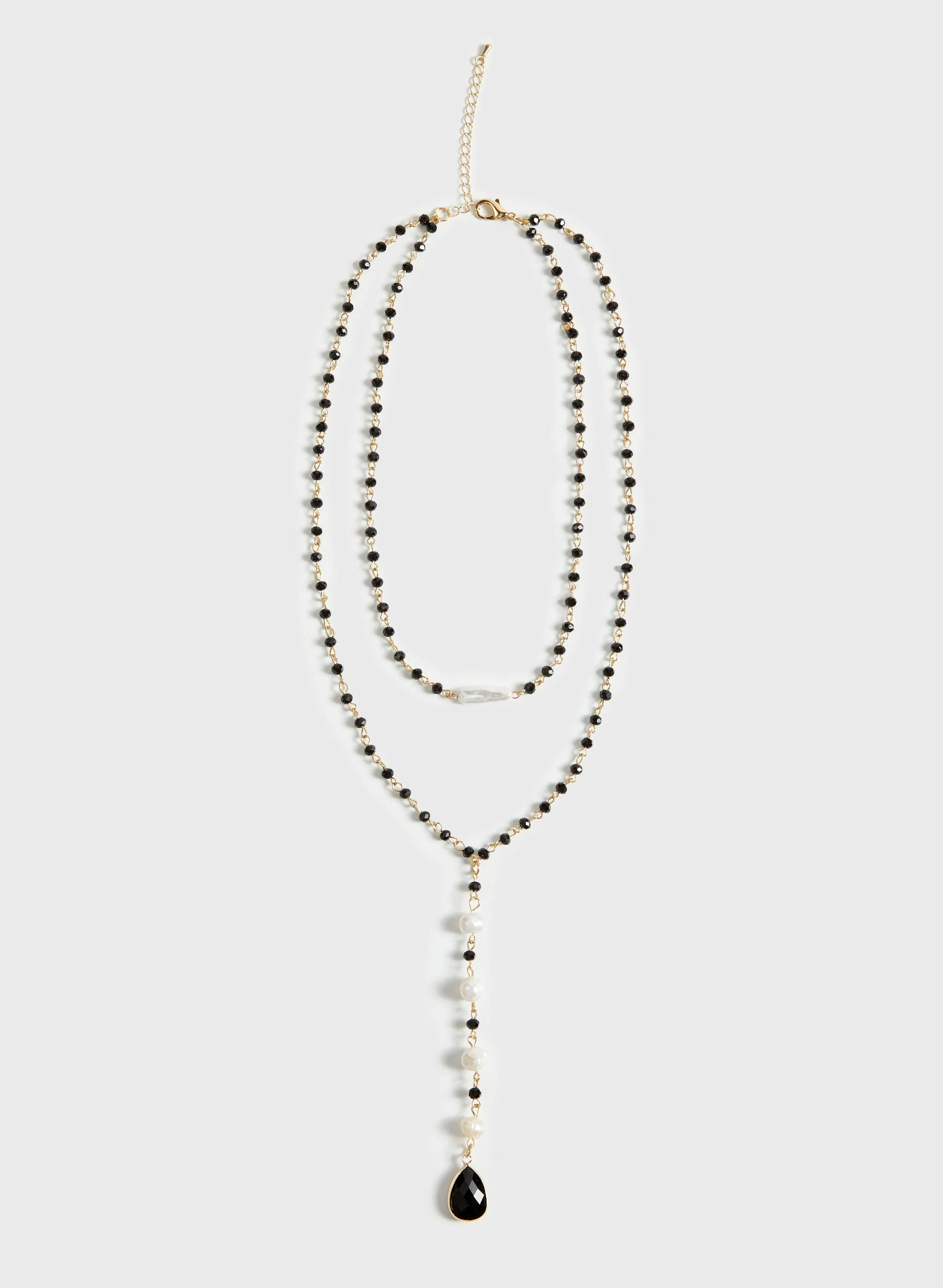 Double Row Teardrop Pendant Necklace