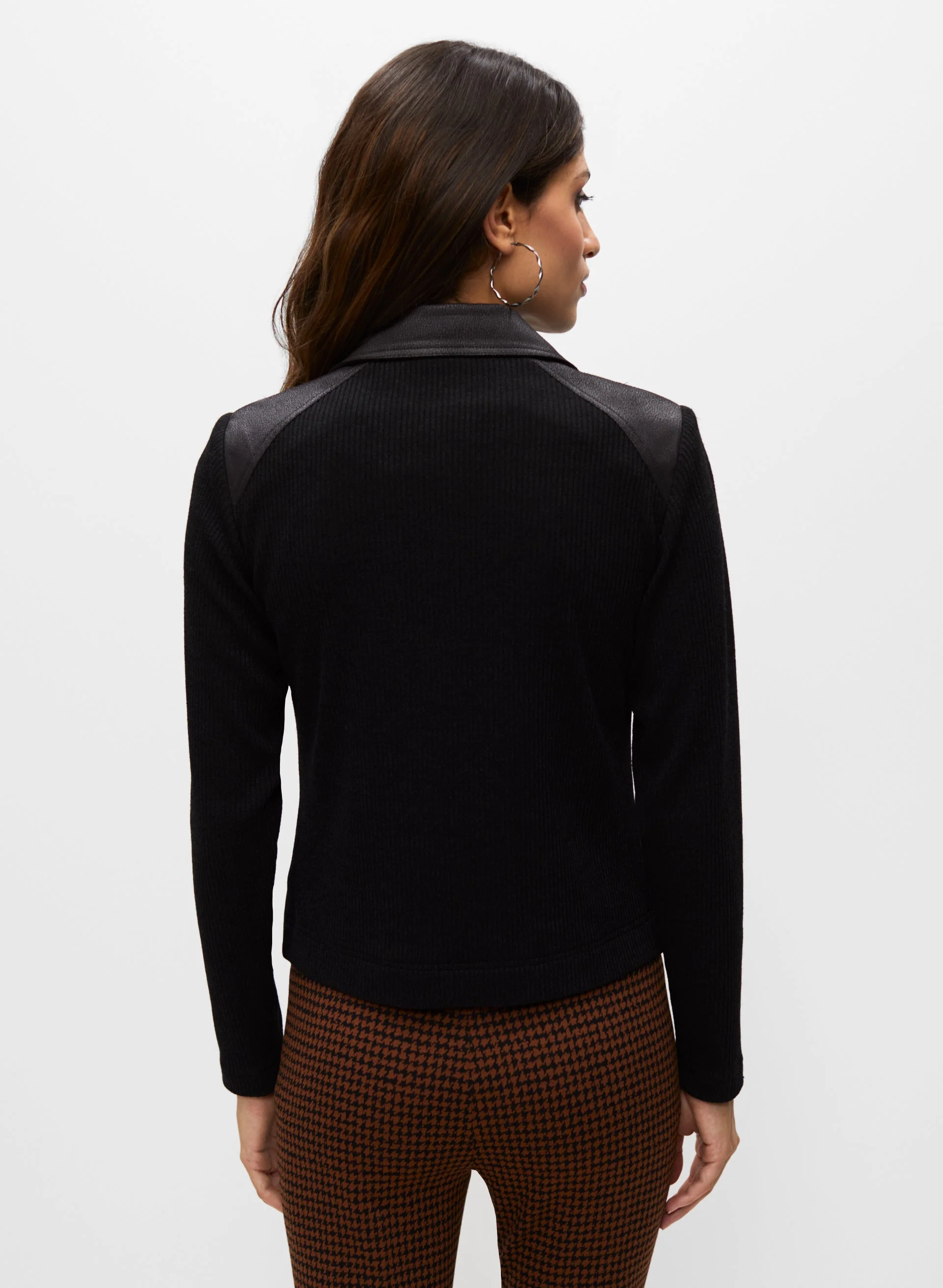 Vex - Knit Sleeves Zipper Detail Jacket