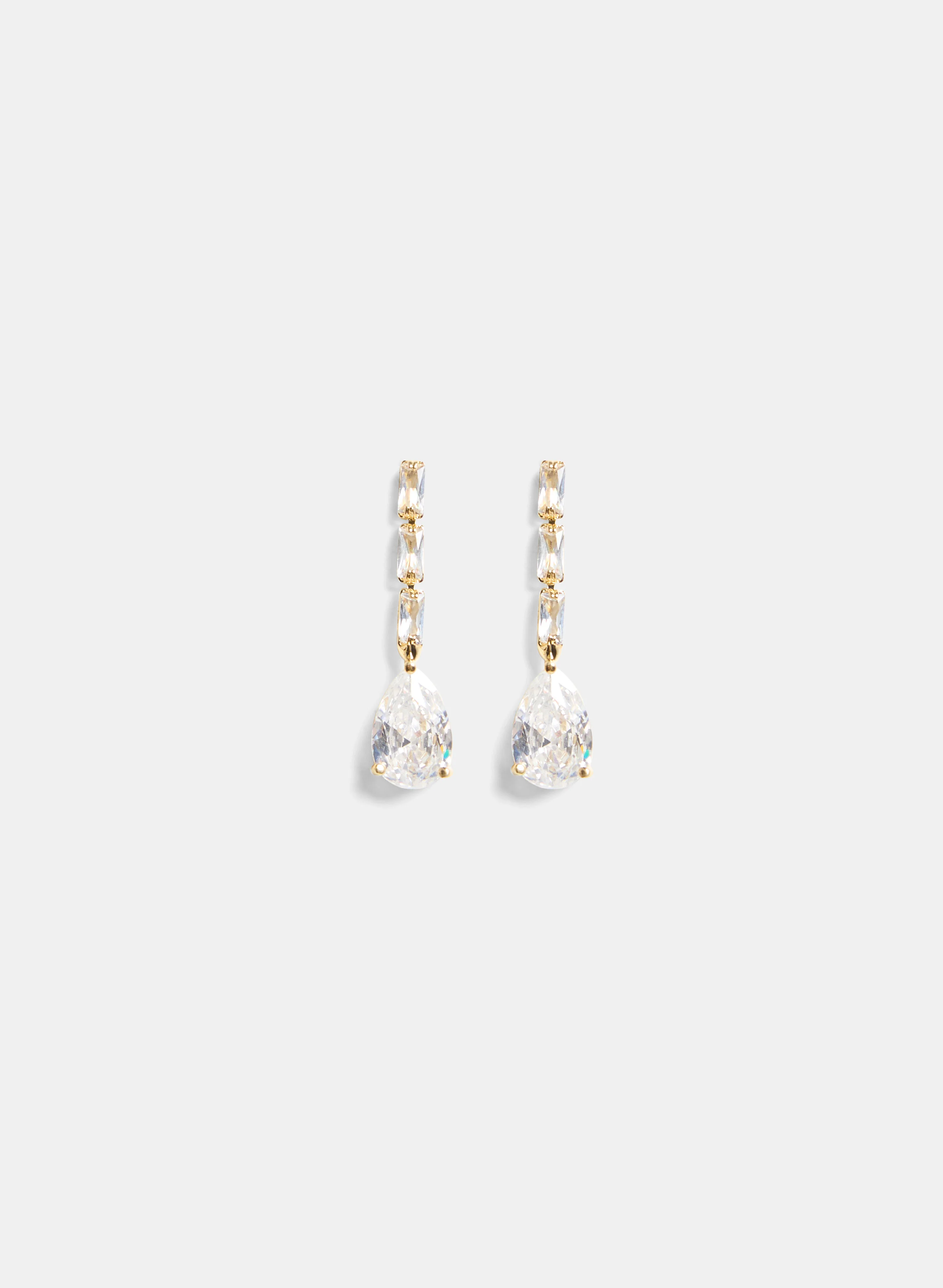Linear Crystal Pendant Drop Earrings
