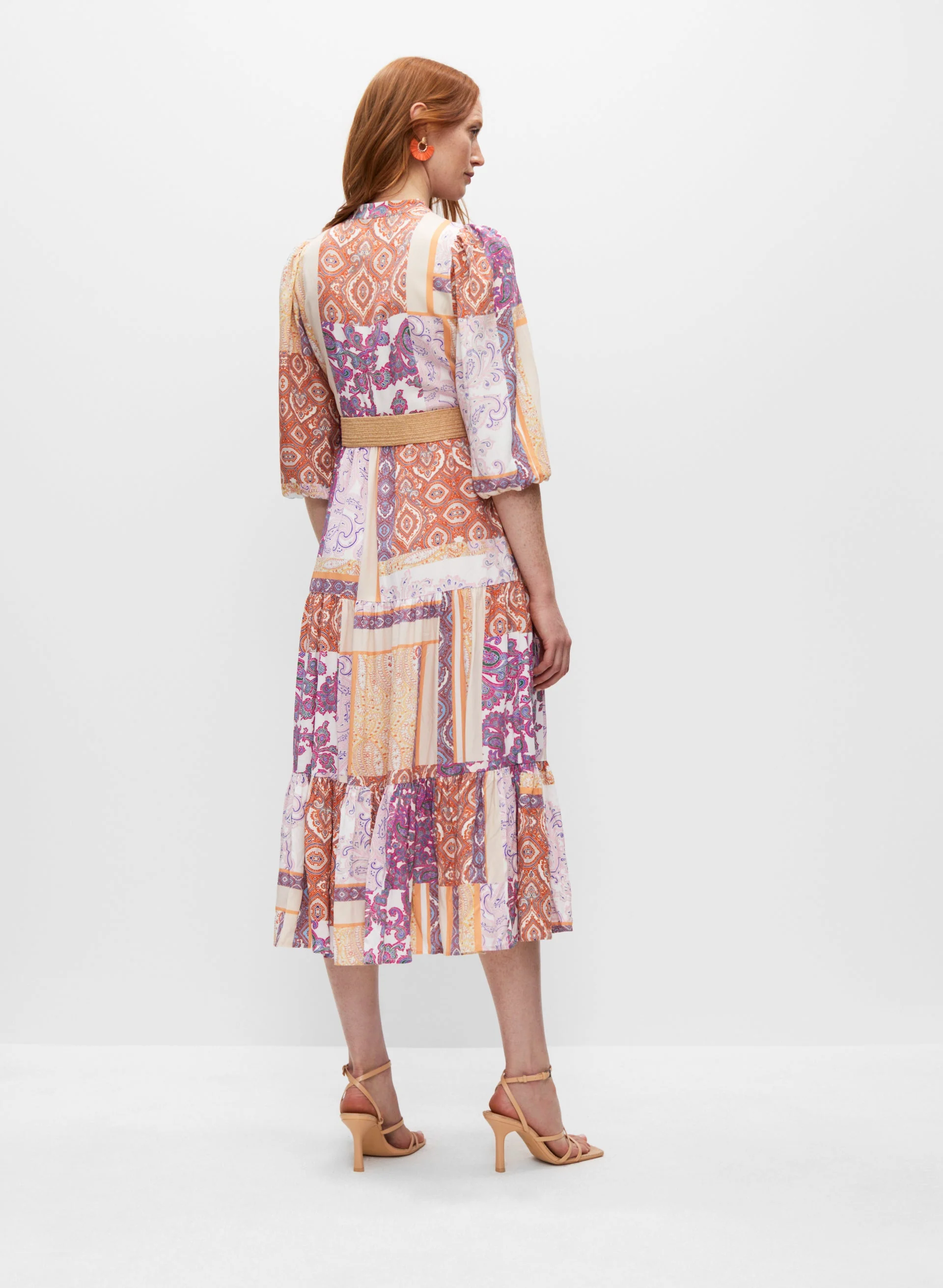 Patchwork Paisley Print Shirt Dress