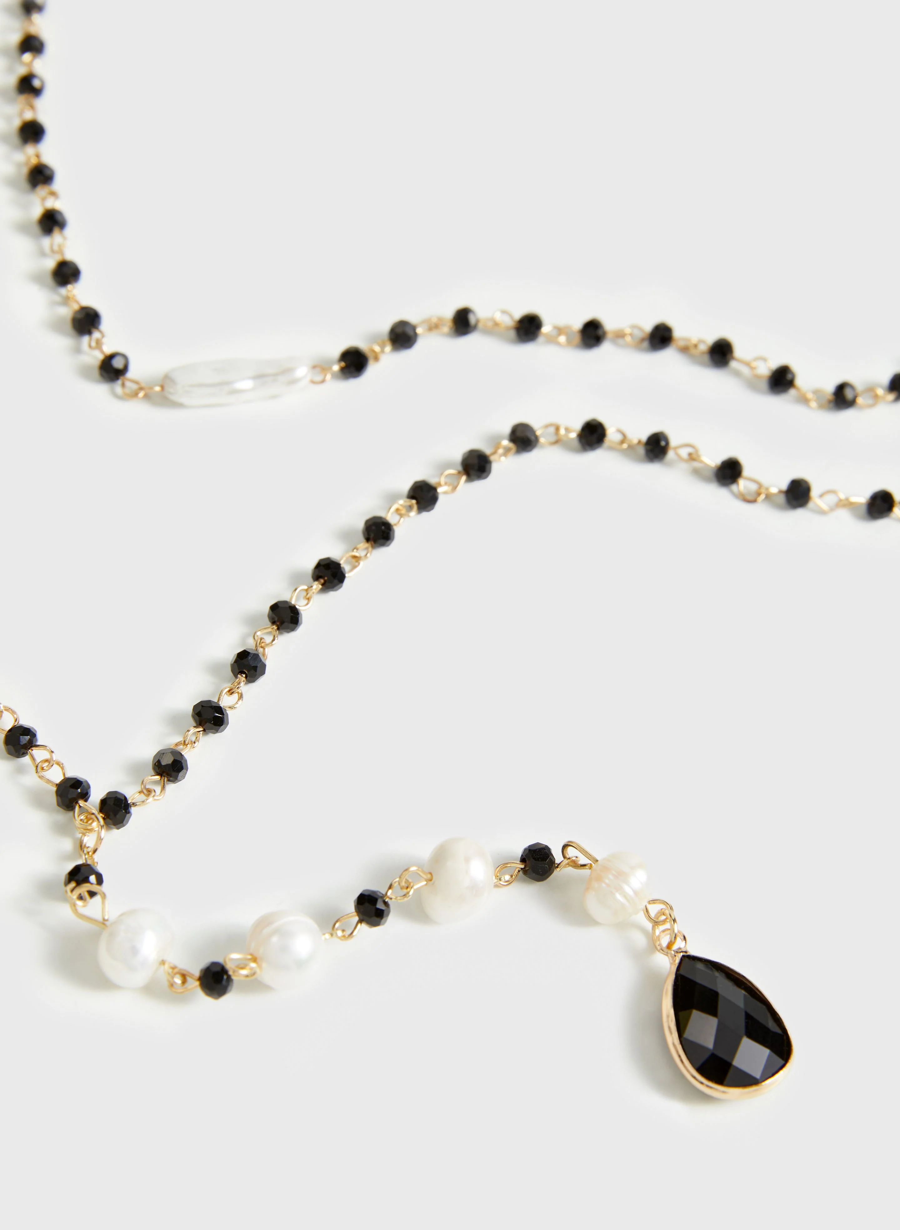 Double Row Teardrop Pendant Necklace