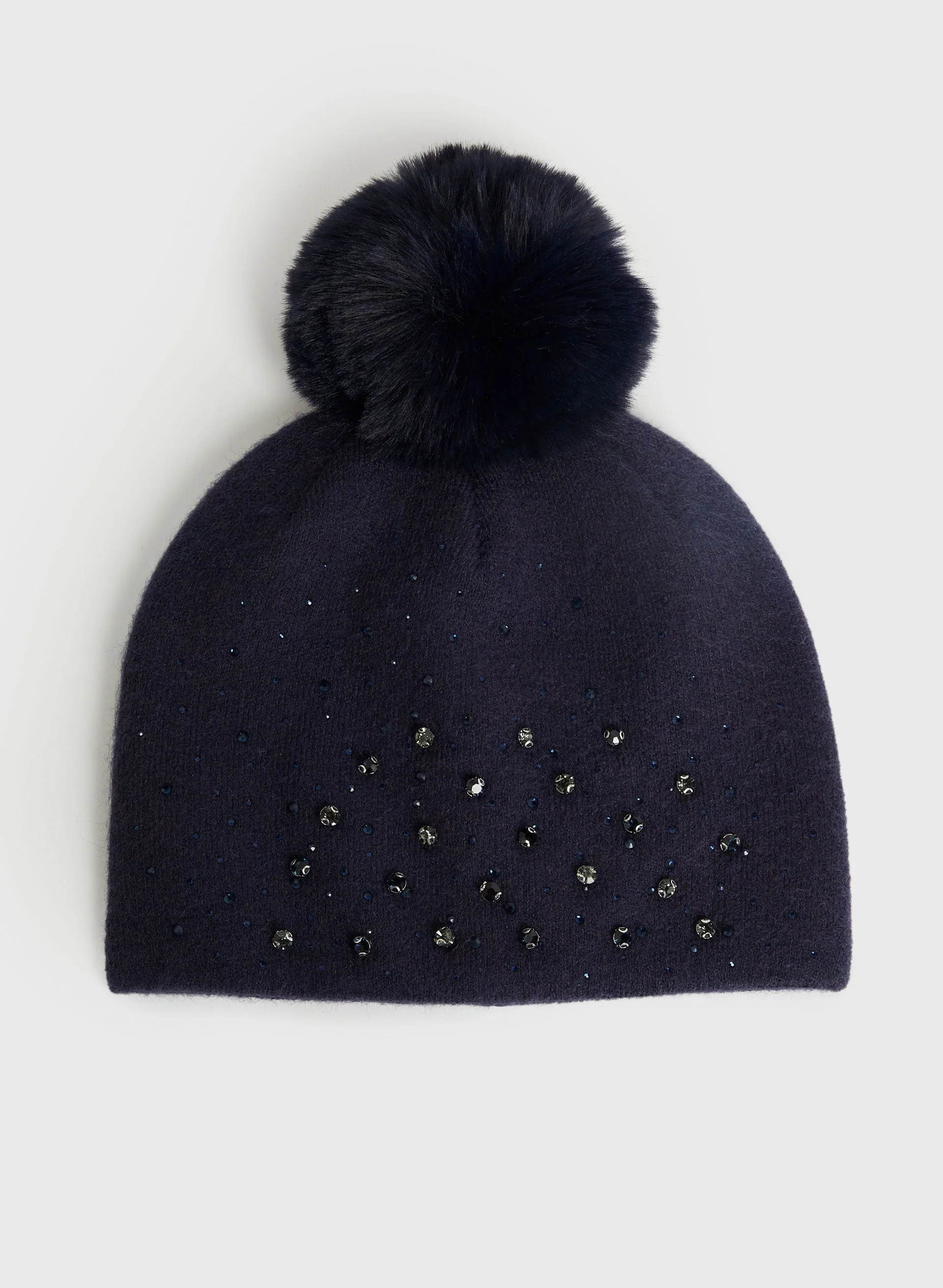 Embellished Pompom Hat