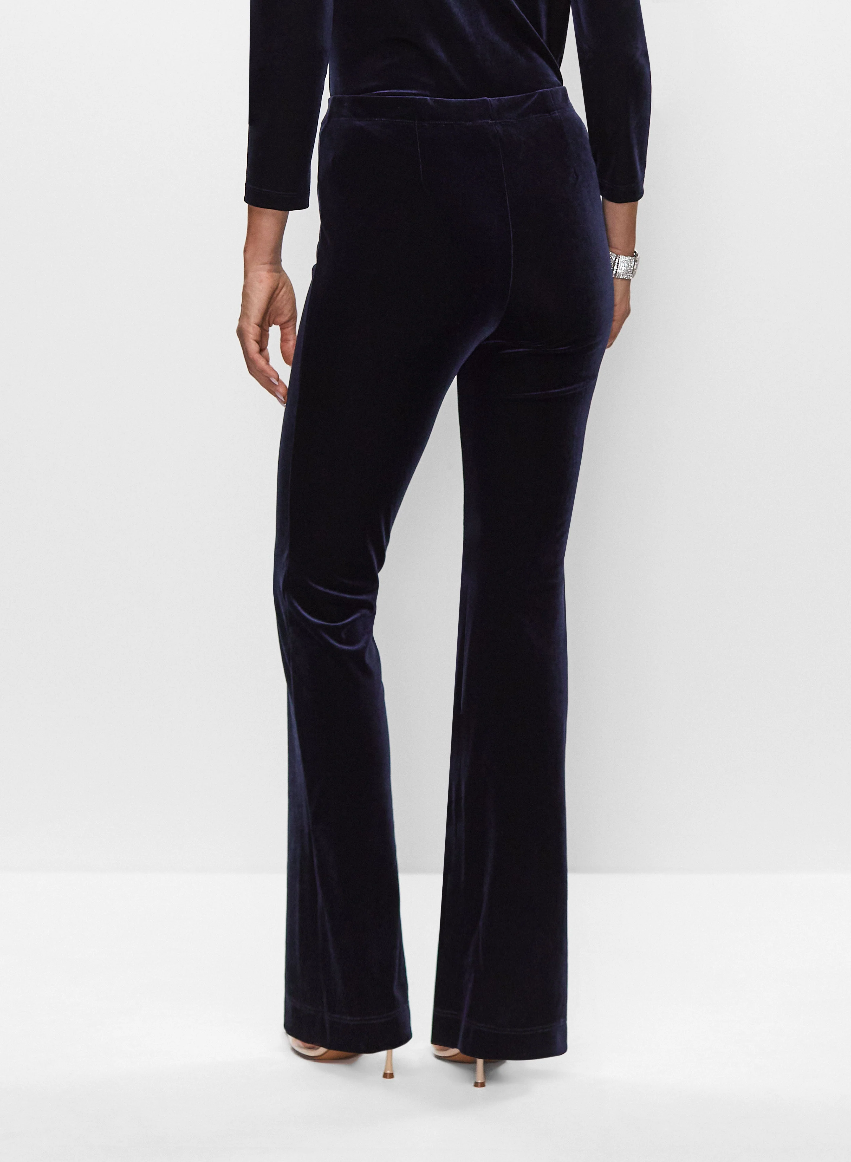 Velour Flare Leg Pull-On Pants