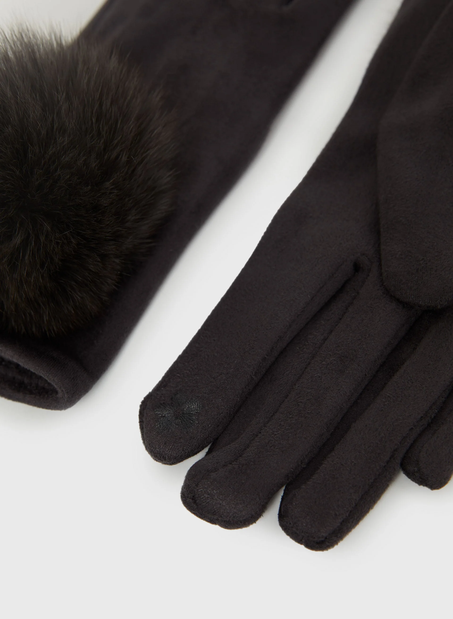 Faux Suede Pompom Gloves