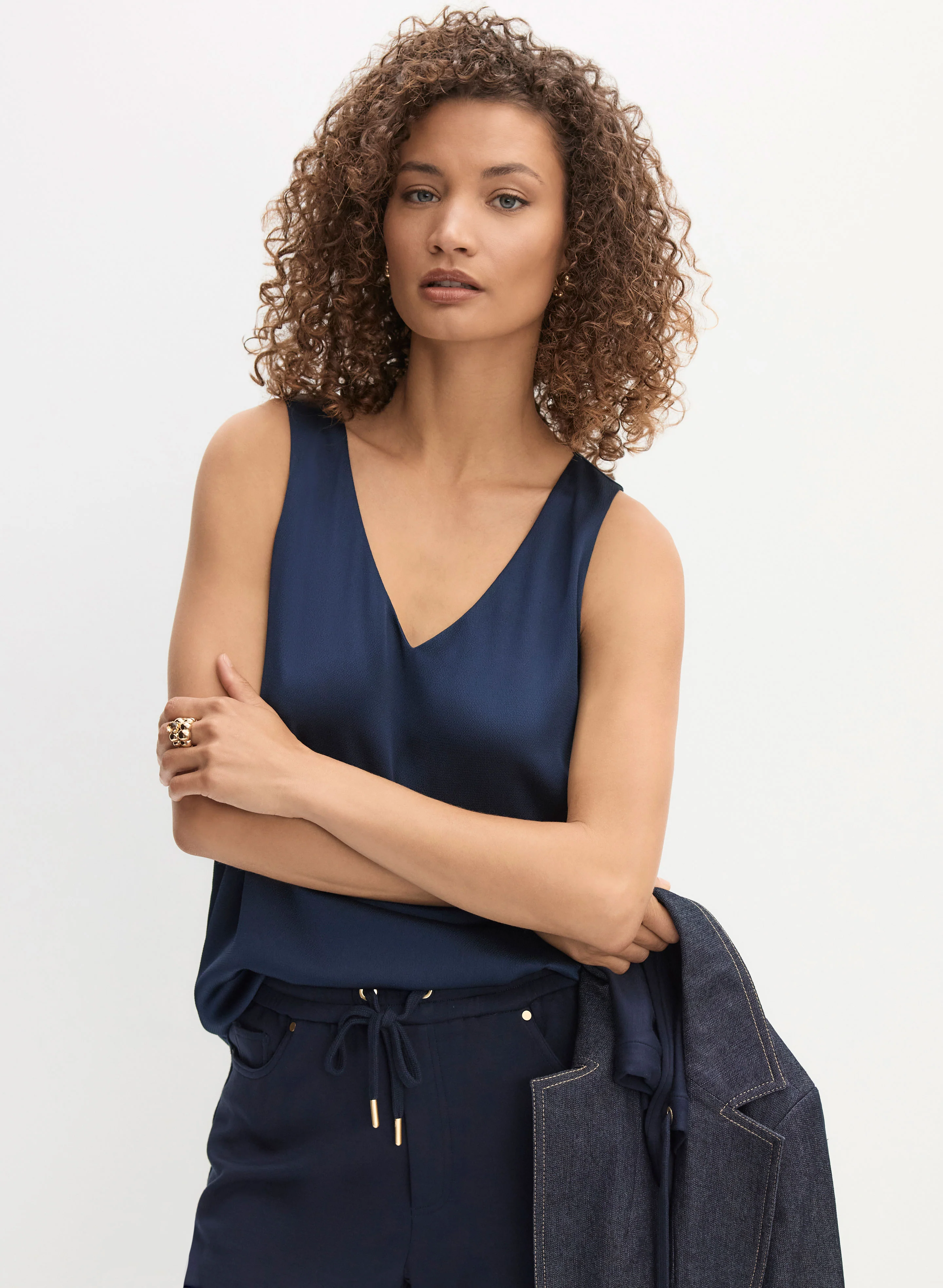 Essential V-Neck Satin Tank Top