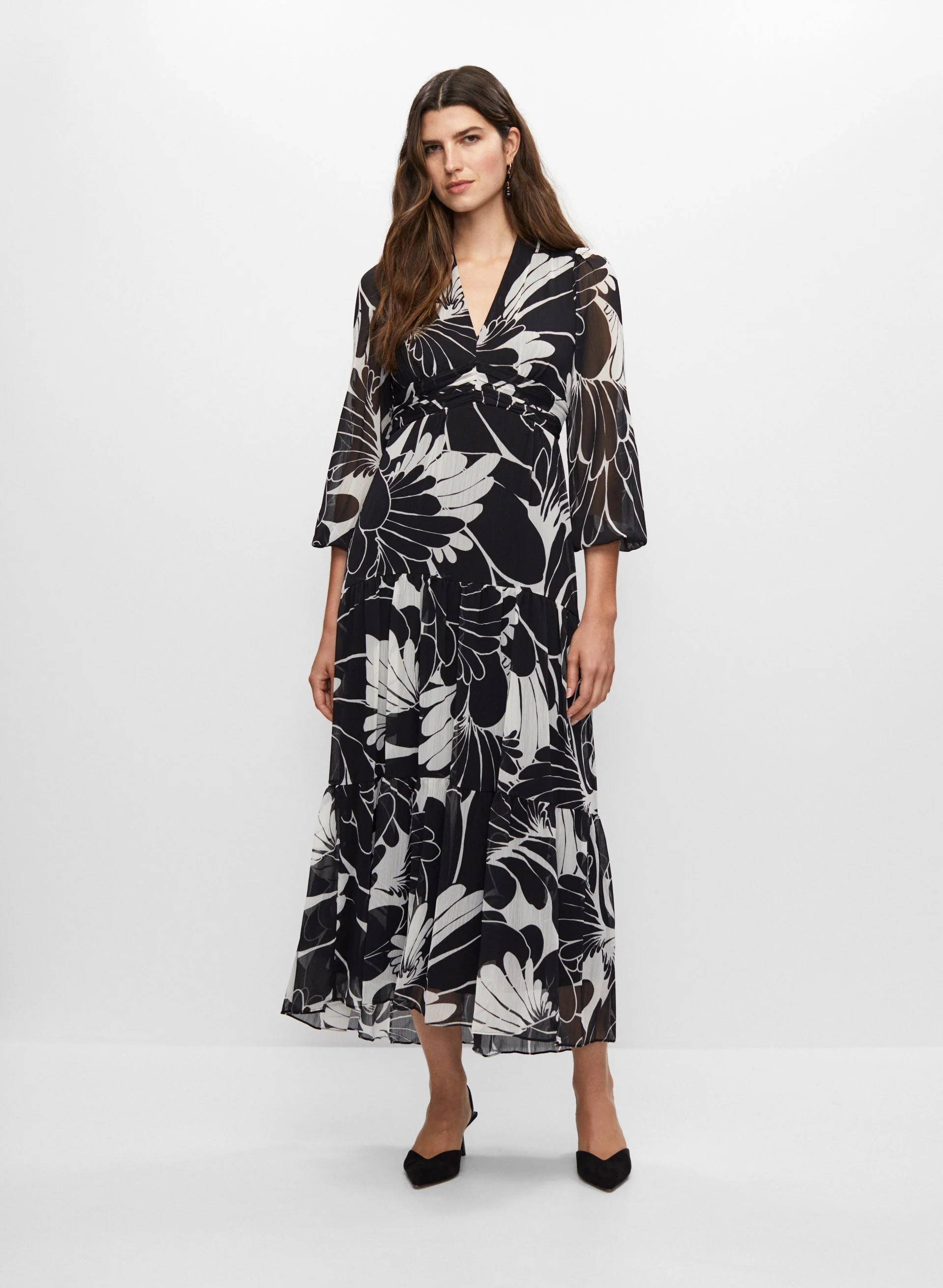 Two-Tone Floral Dress
