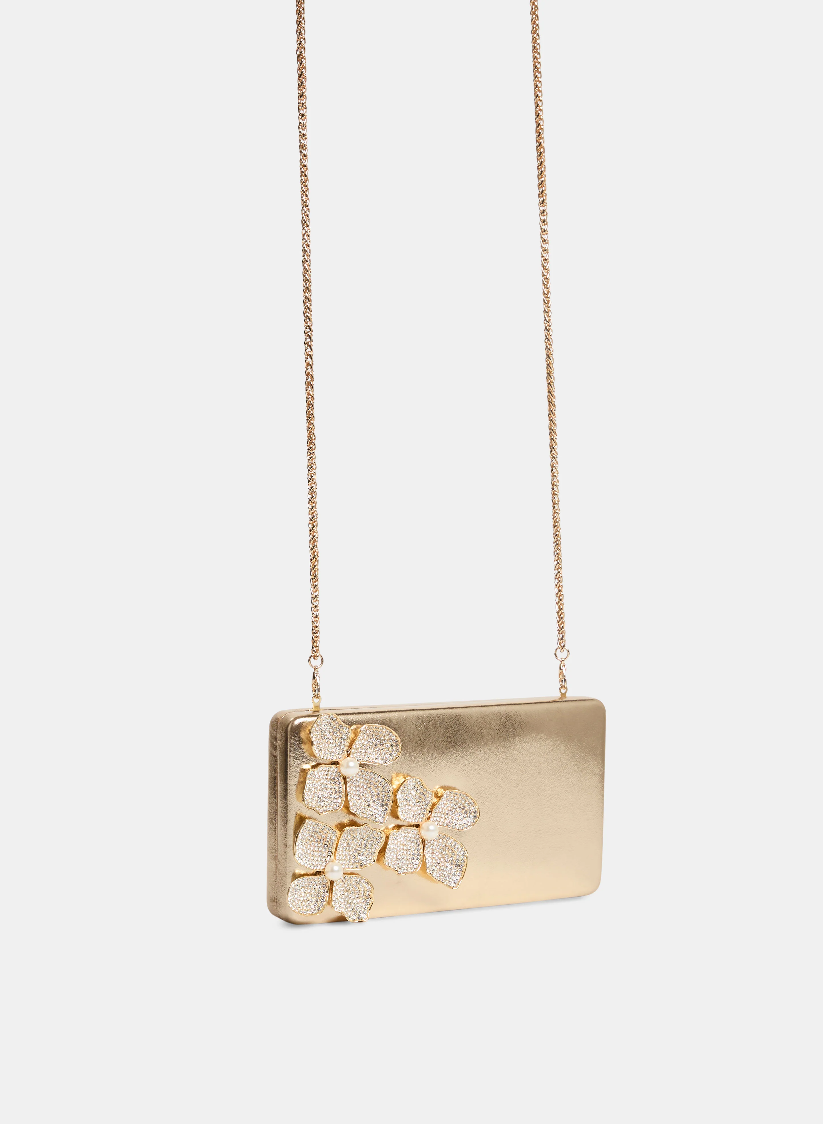 Floral Embellished Box Clutch