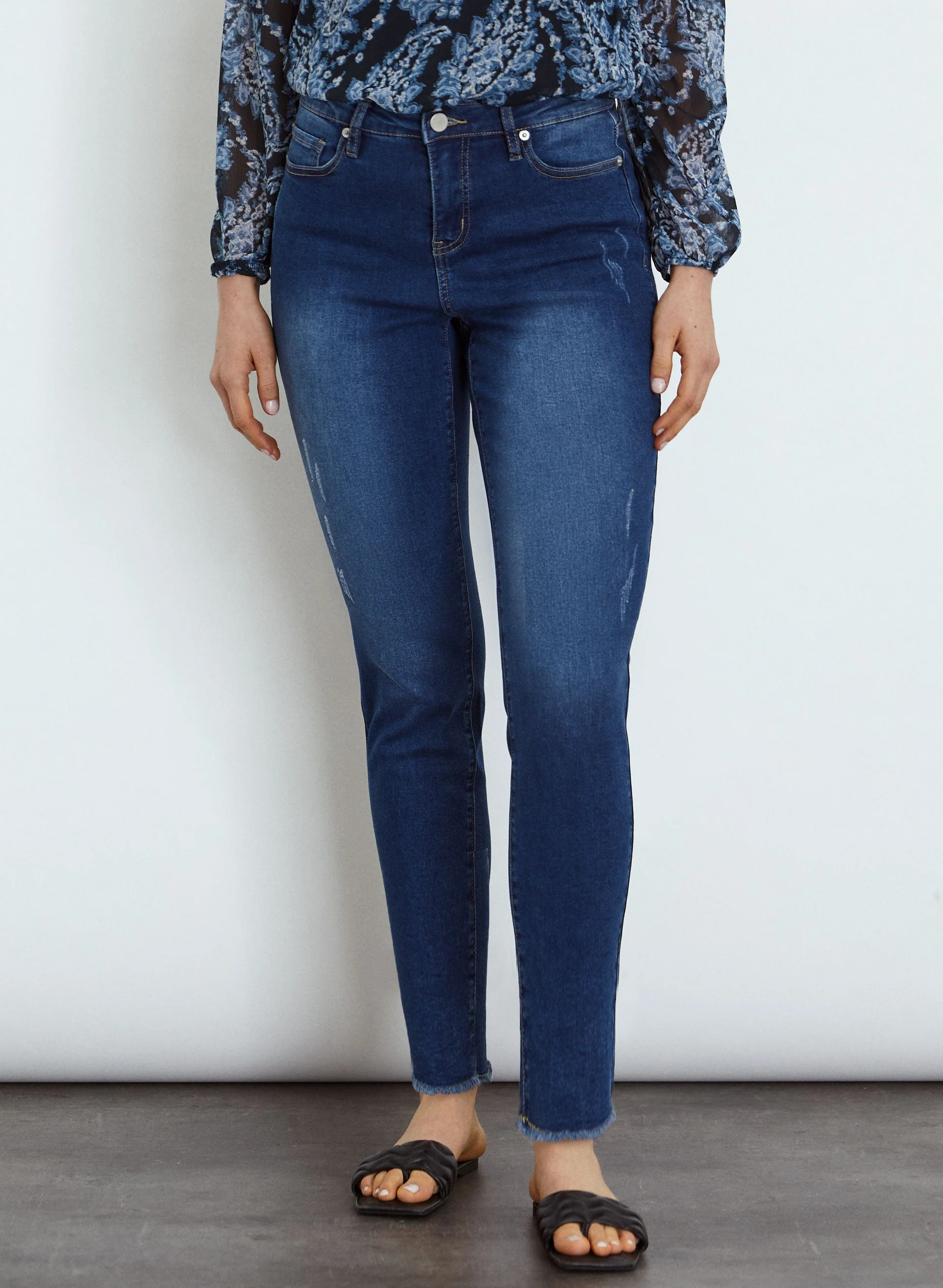 Rhinestone Pocket Slim Leg Jeans