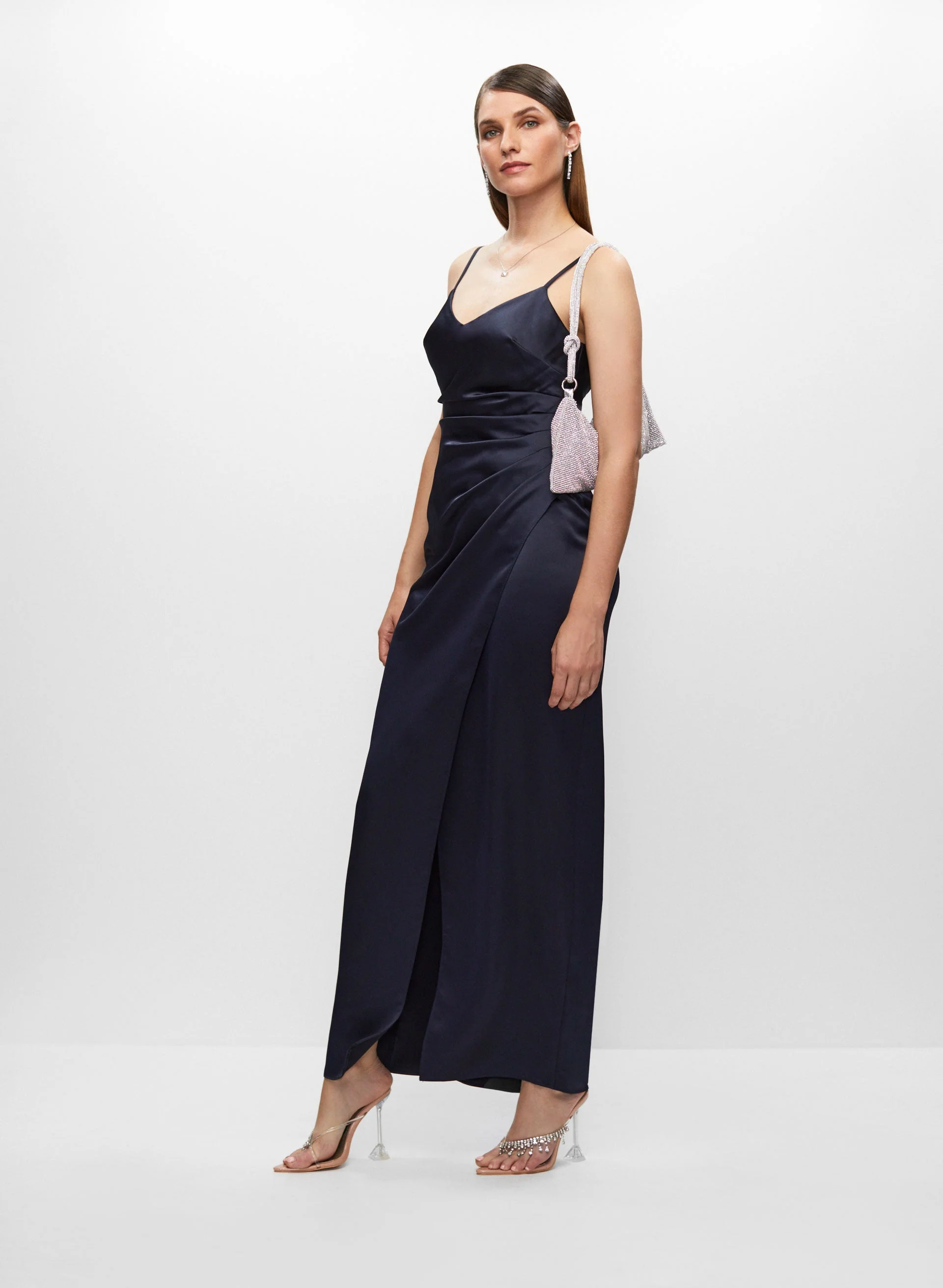 BA Nites - Ruching Detail Satin Dress