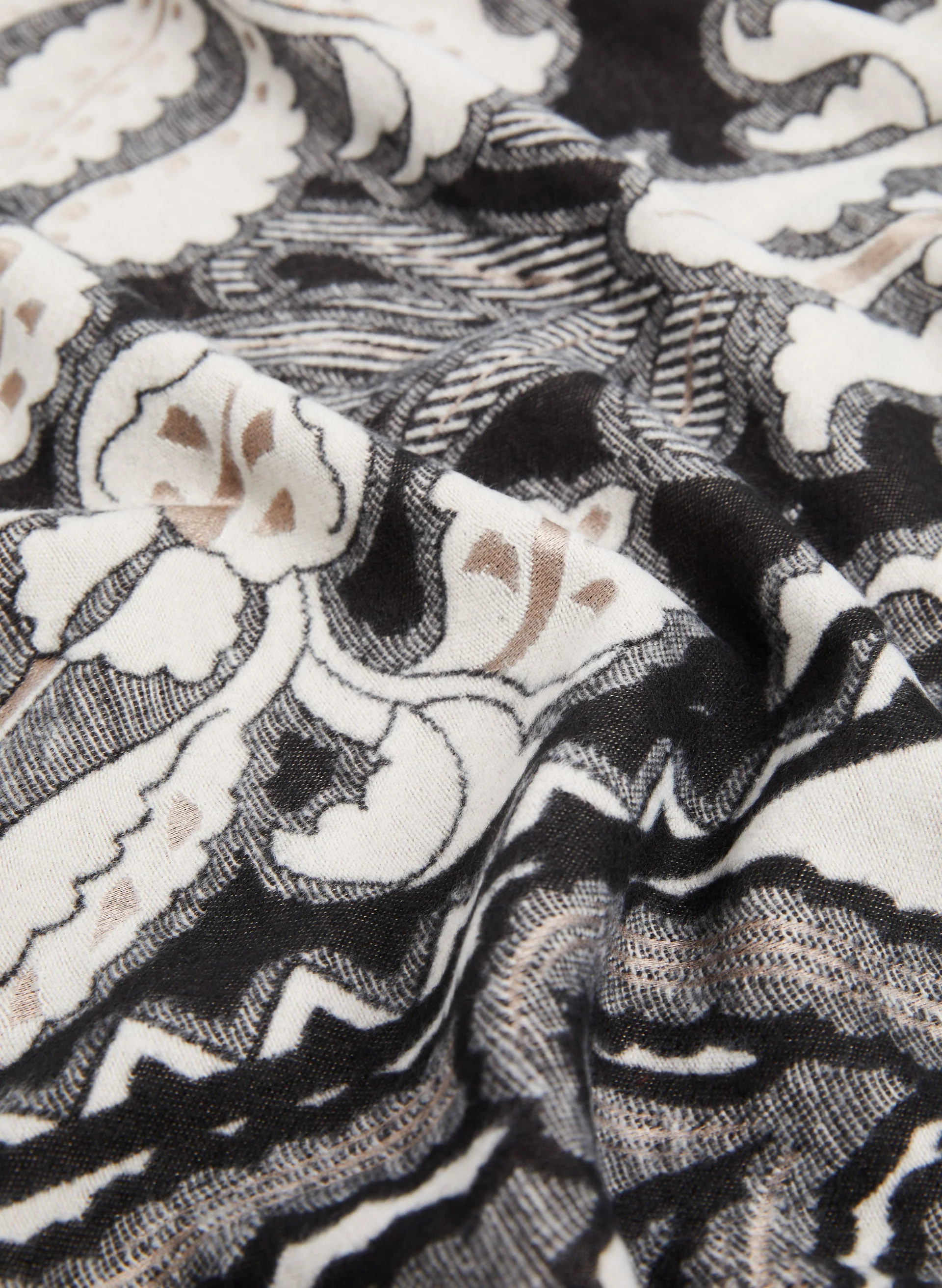 Abstract Floral Print Jacquard Scarf