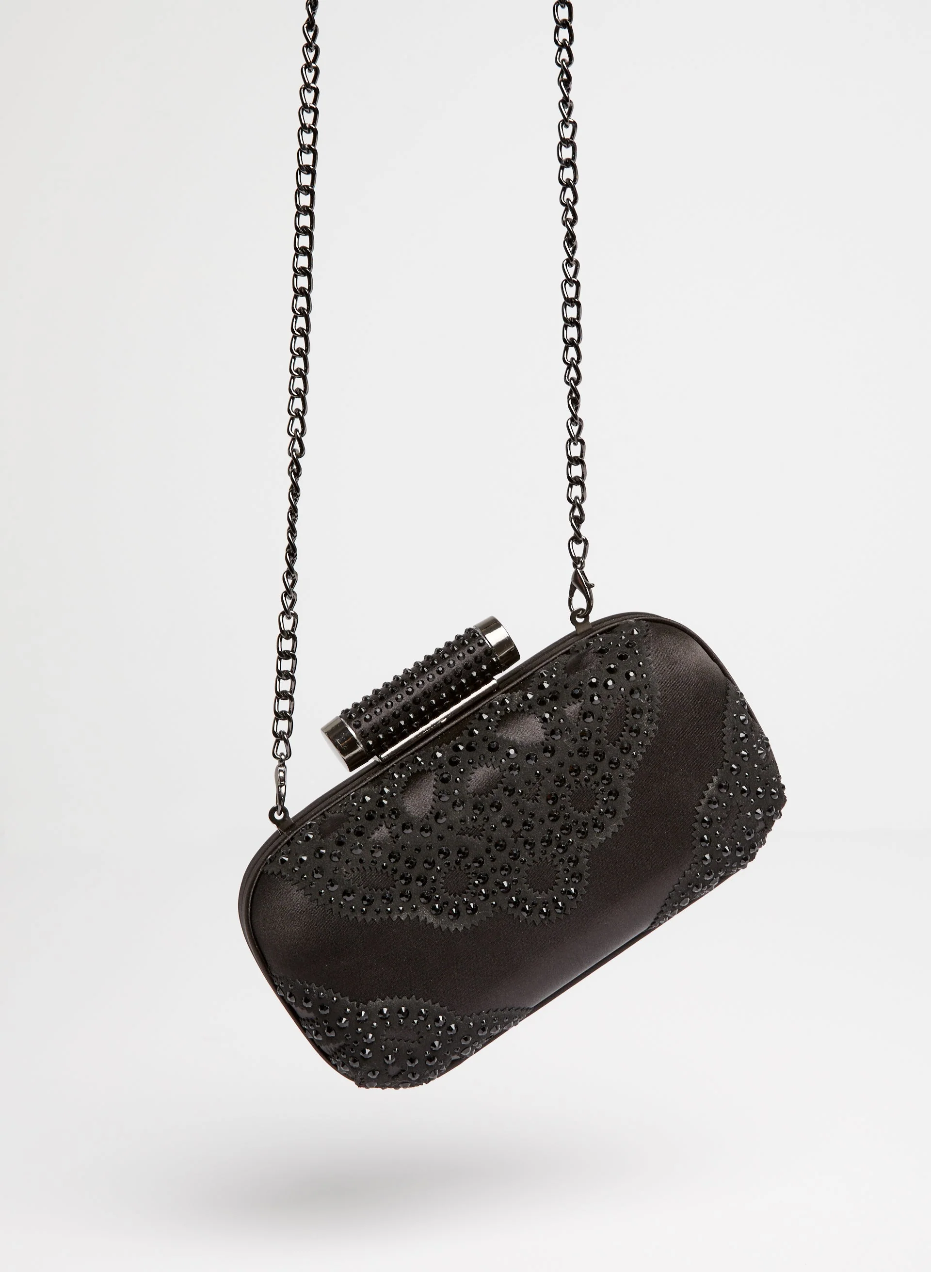 Oval Rhinestone Appliqué Clutch