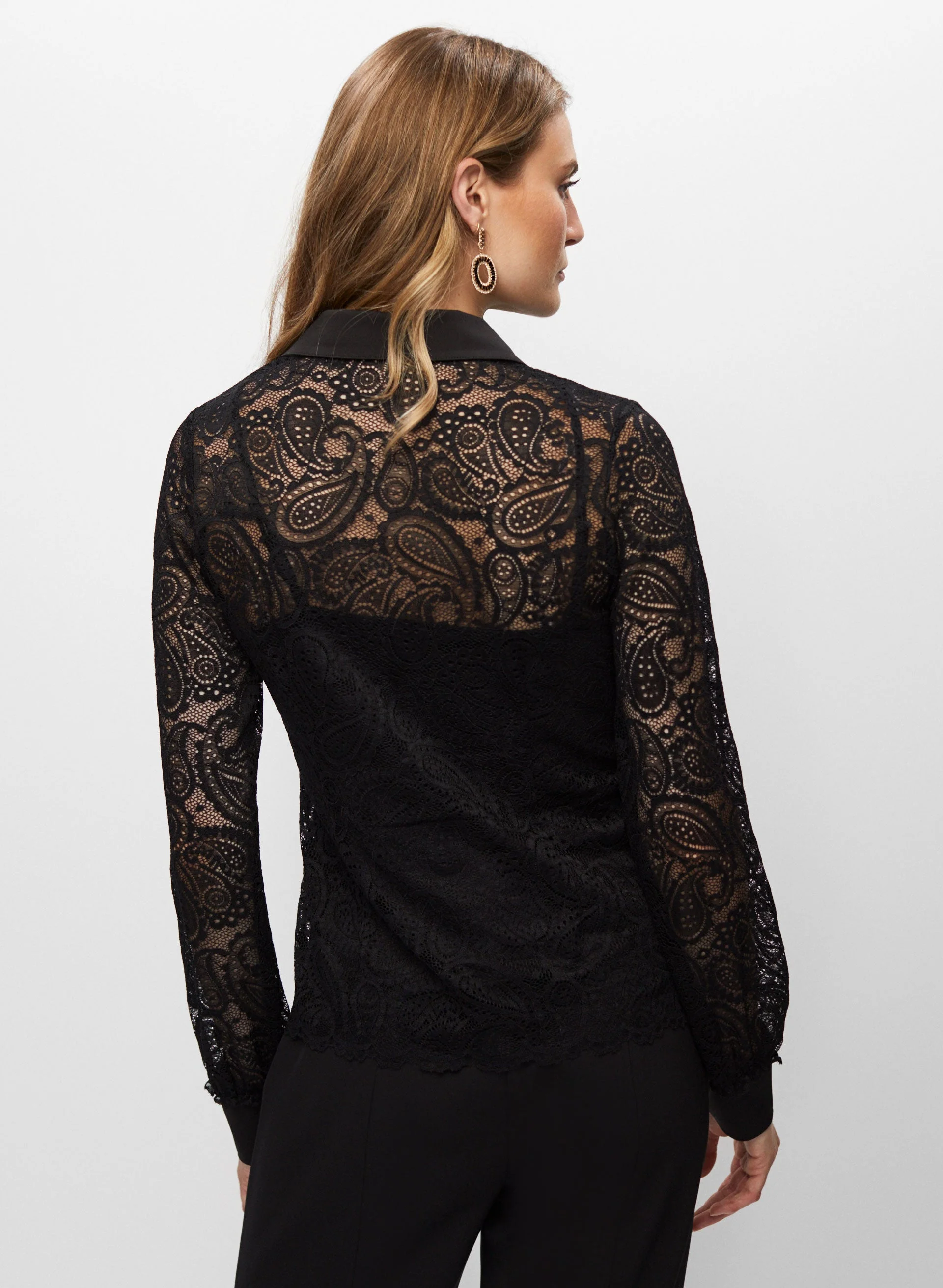 Lace Button Down Shirt