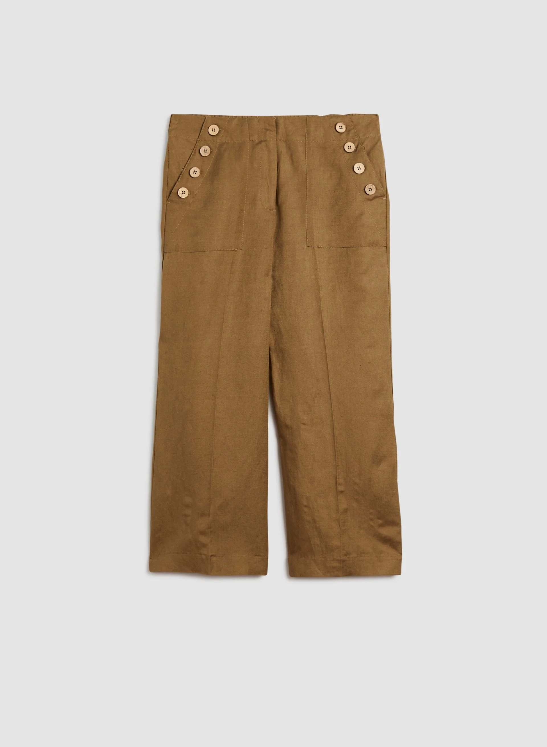 Linen Button Detail Culotte Pants