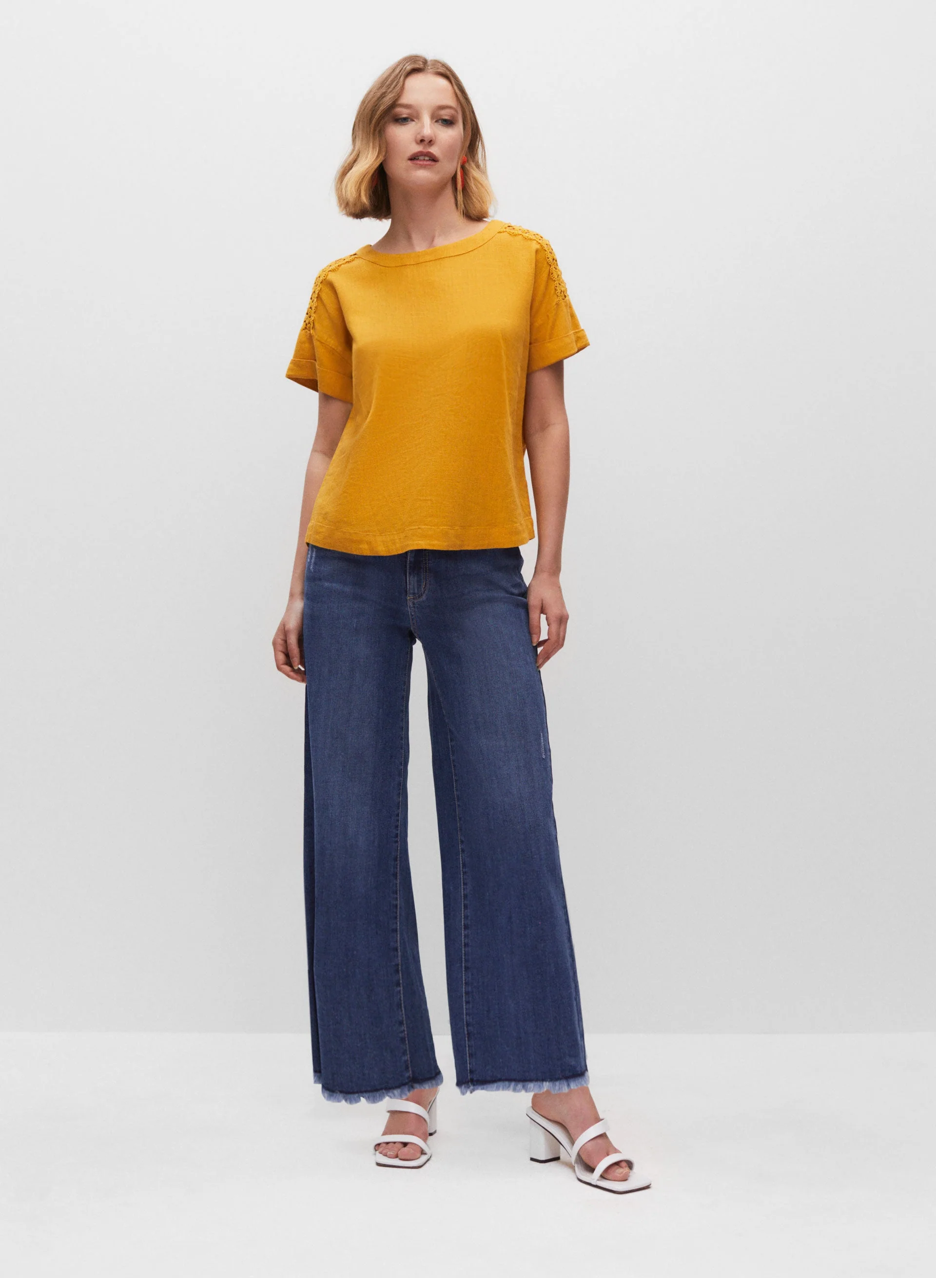 Shoulder Detail Linen Blouse