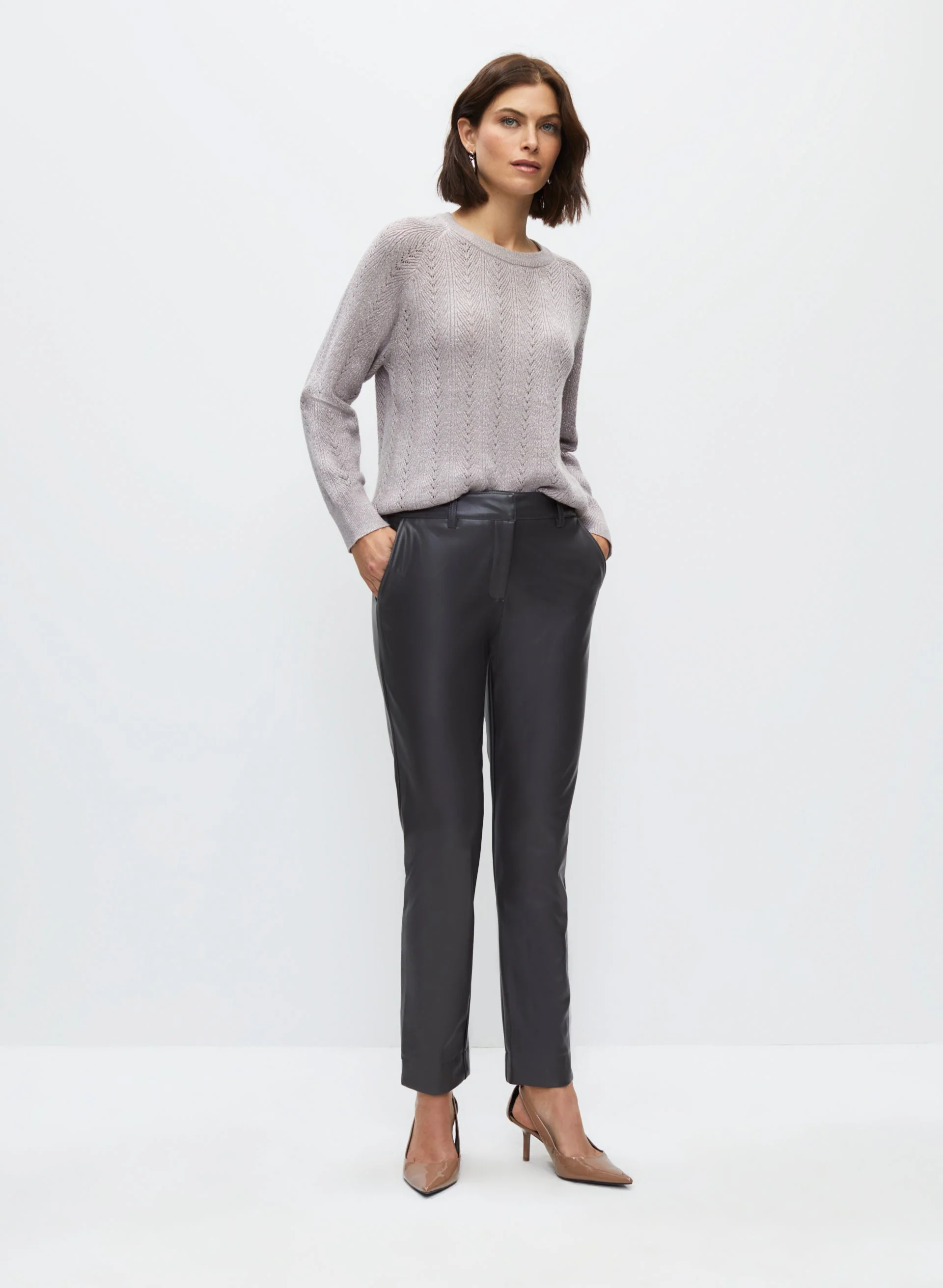 Vegan Leather Straight Leg Pants