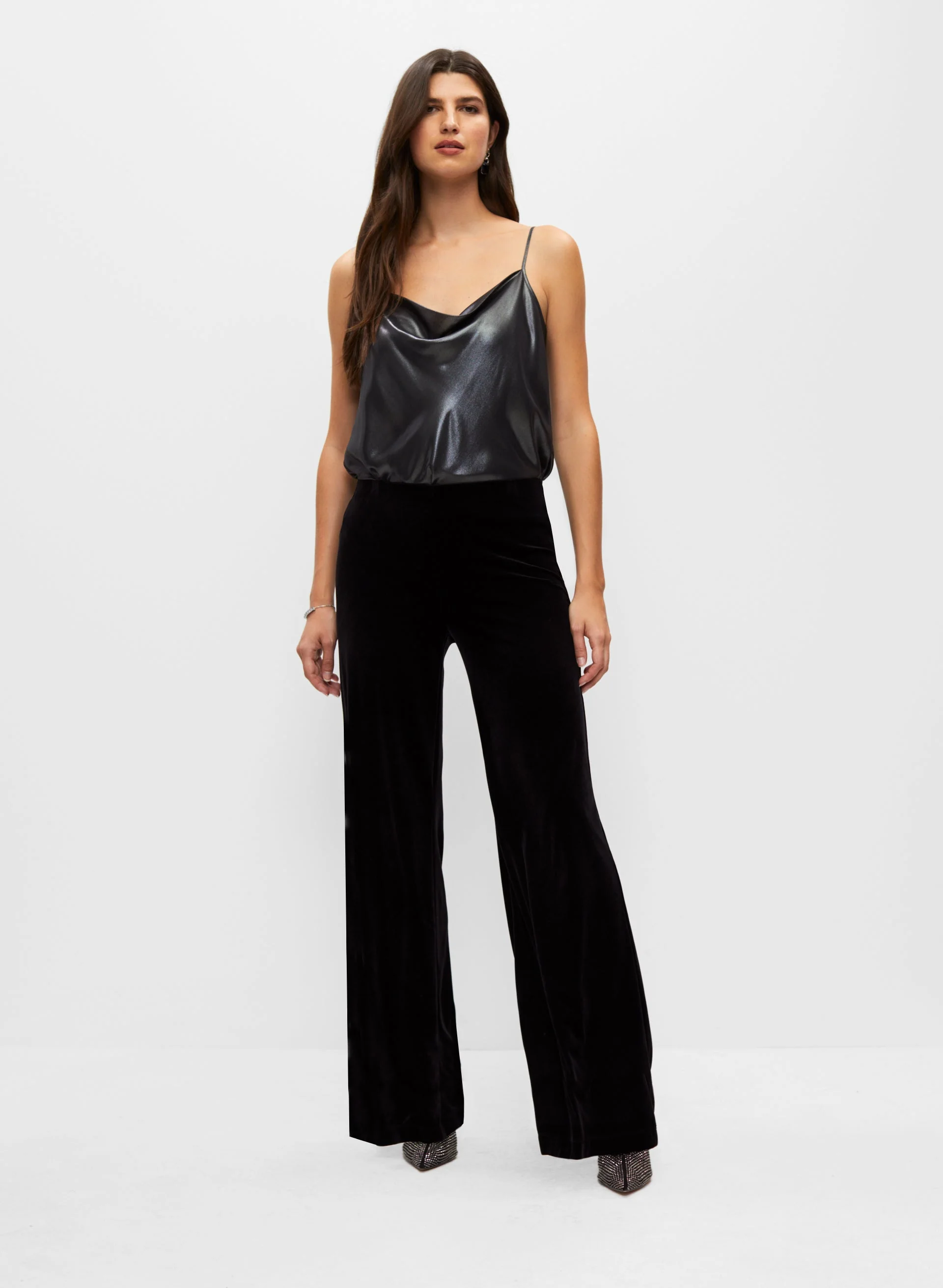 Velour Wide Leg Pull-On Pants